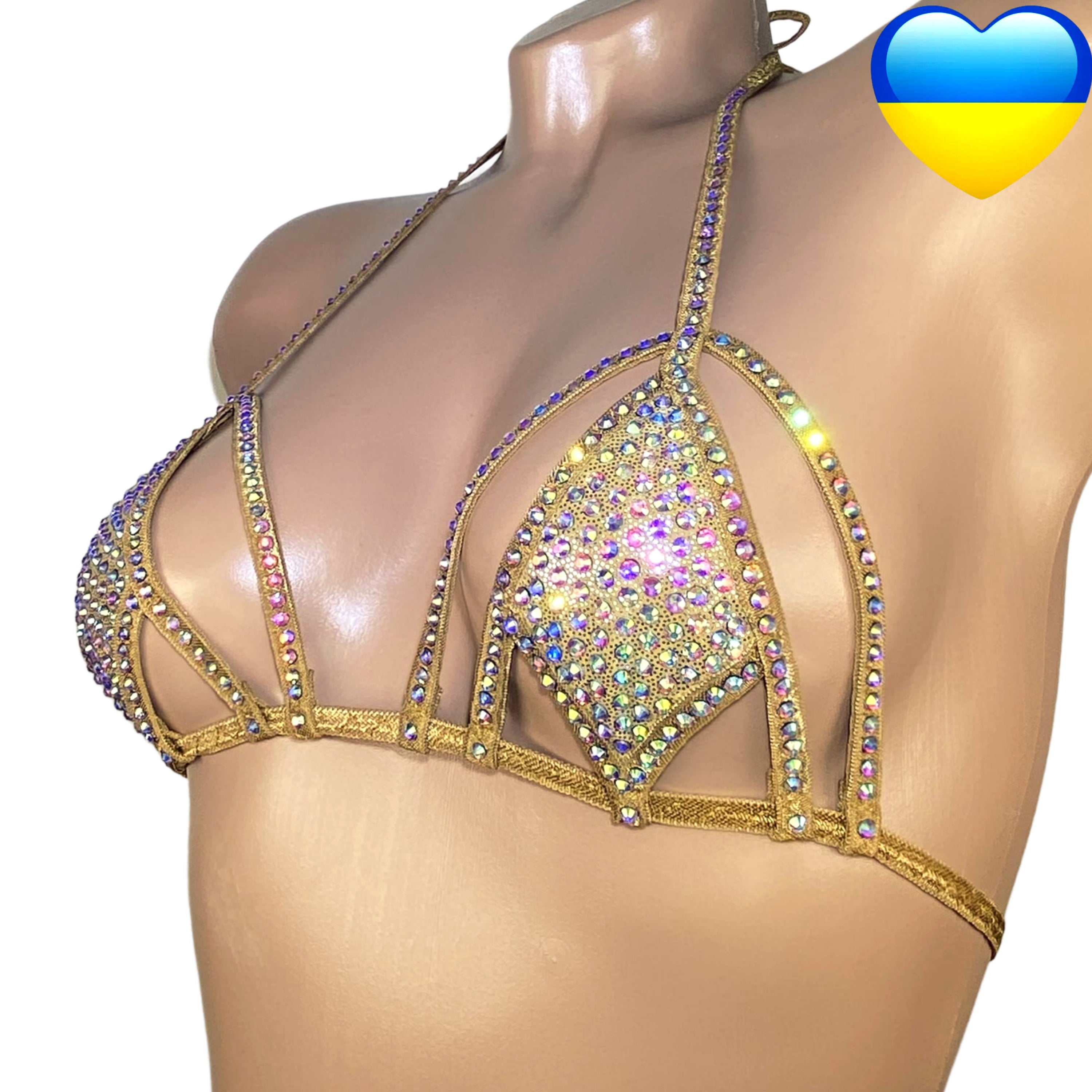 Top stripper Rhinestone bra, Burlesque bra perfect beach wear, Stripper Bikini, Diamond top, Swarovski bra, Top cheeky festival, Crystal bra