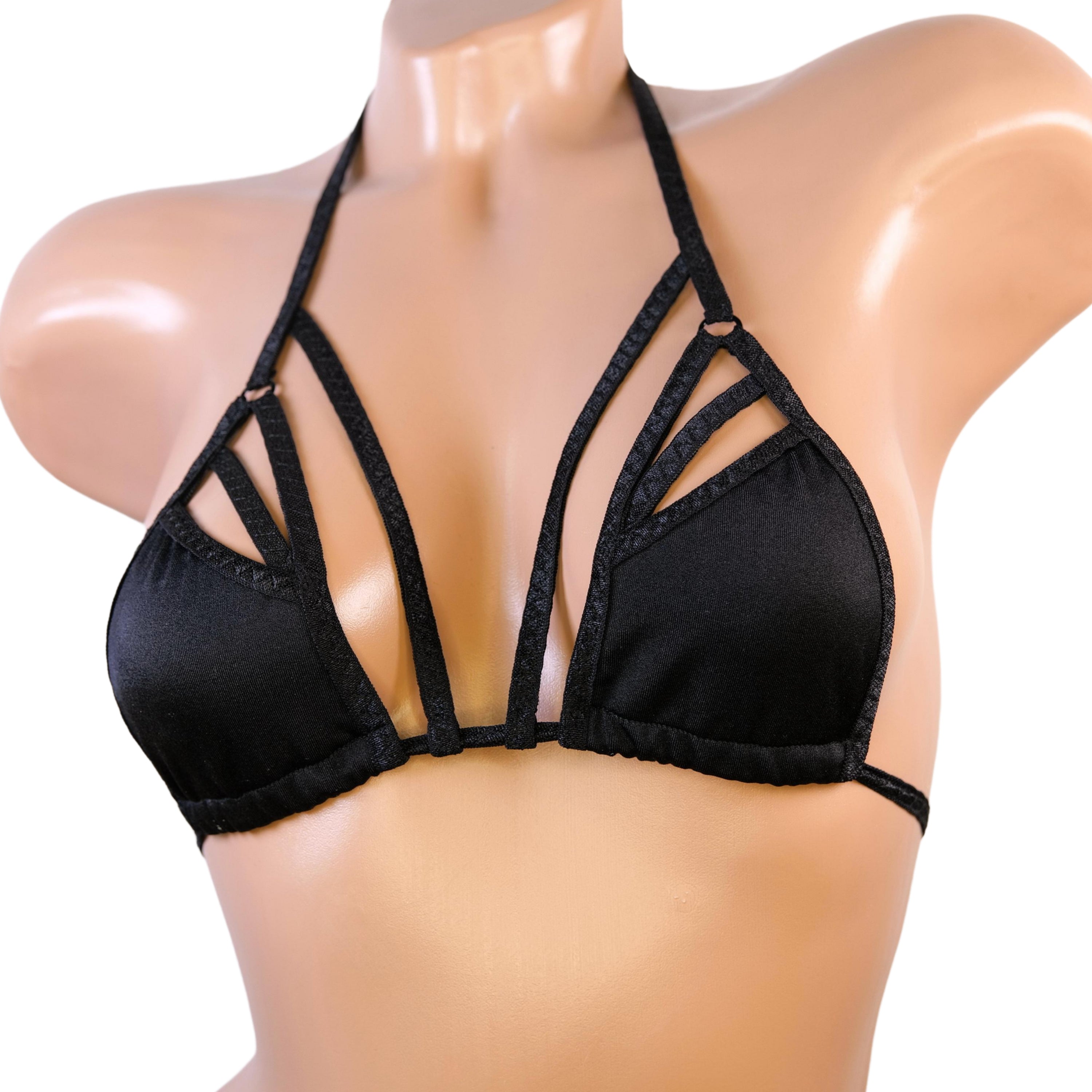 Top black crotchless string mini tiny Bra erotic swimwear through micro bikini top stripper outfits sexy lingerie