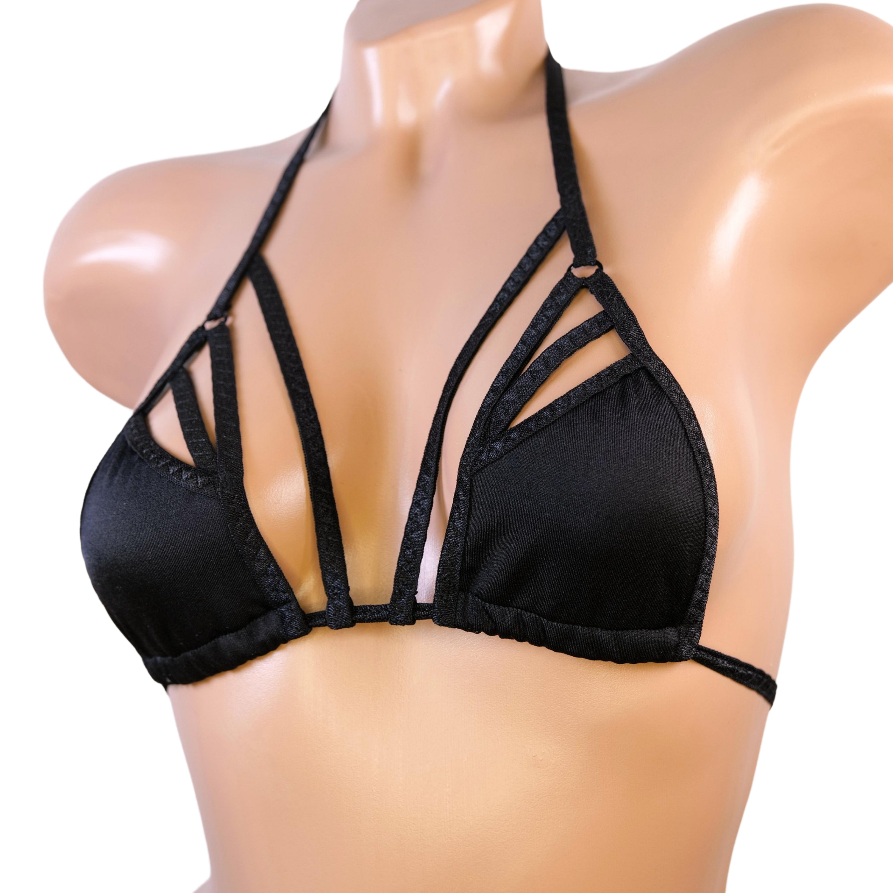 Top black crotchless string mini tiny Bra erotic swimwear through micro bikini top stripper outfits sexy lingerie