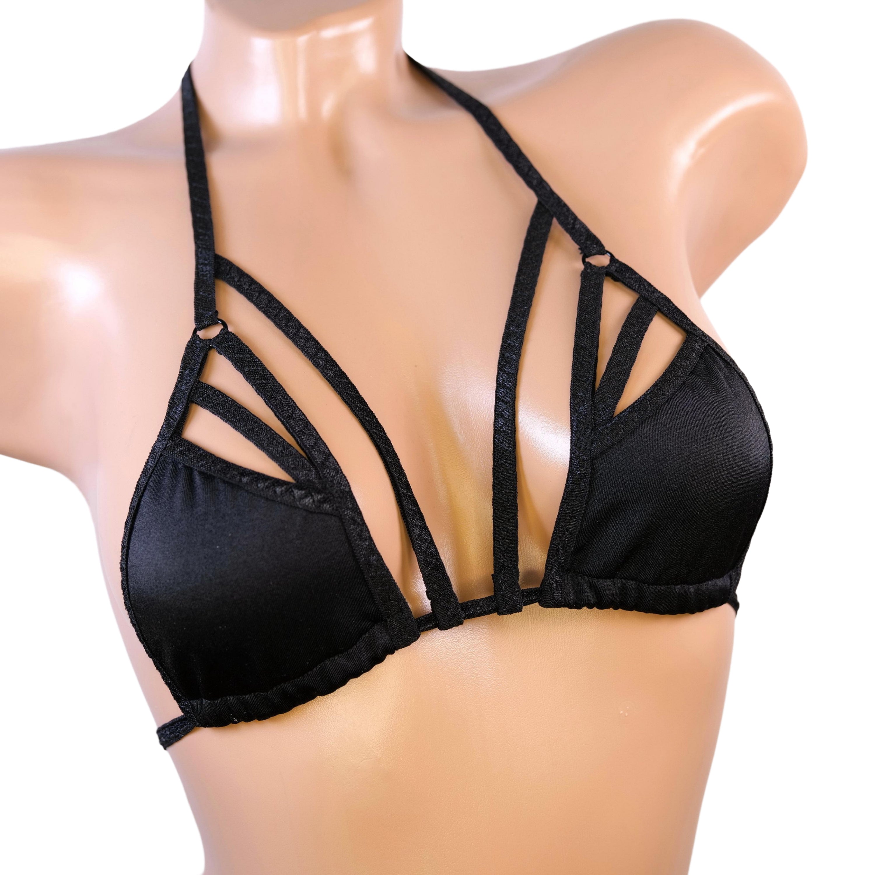 Top black crotchless string mini tiny Bra erotic swimwear through micro bikini top stripper outfits sexy lingerie