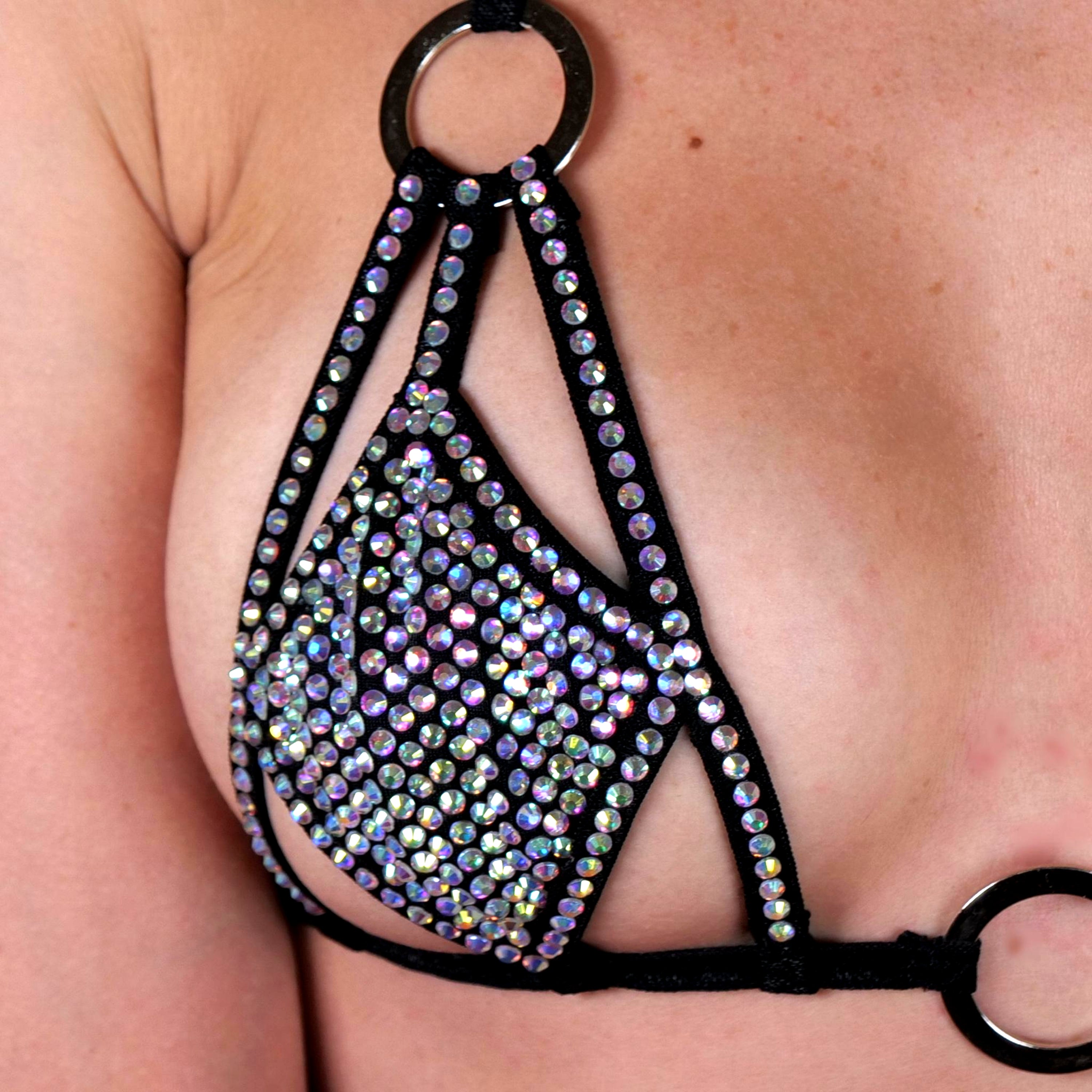 Burlesque bra rhinestone beach wear hot bra Festival top stripper outfits bra handmade top rings beautiful lingerie sexy women top erotic