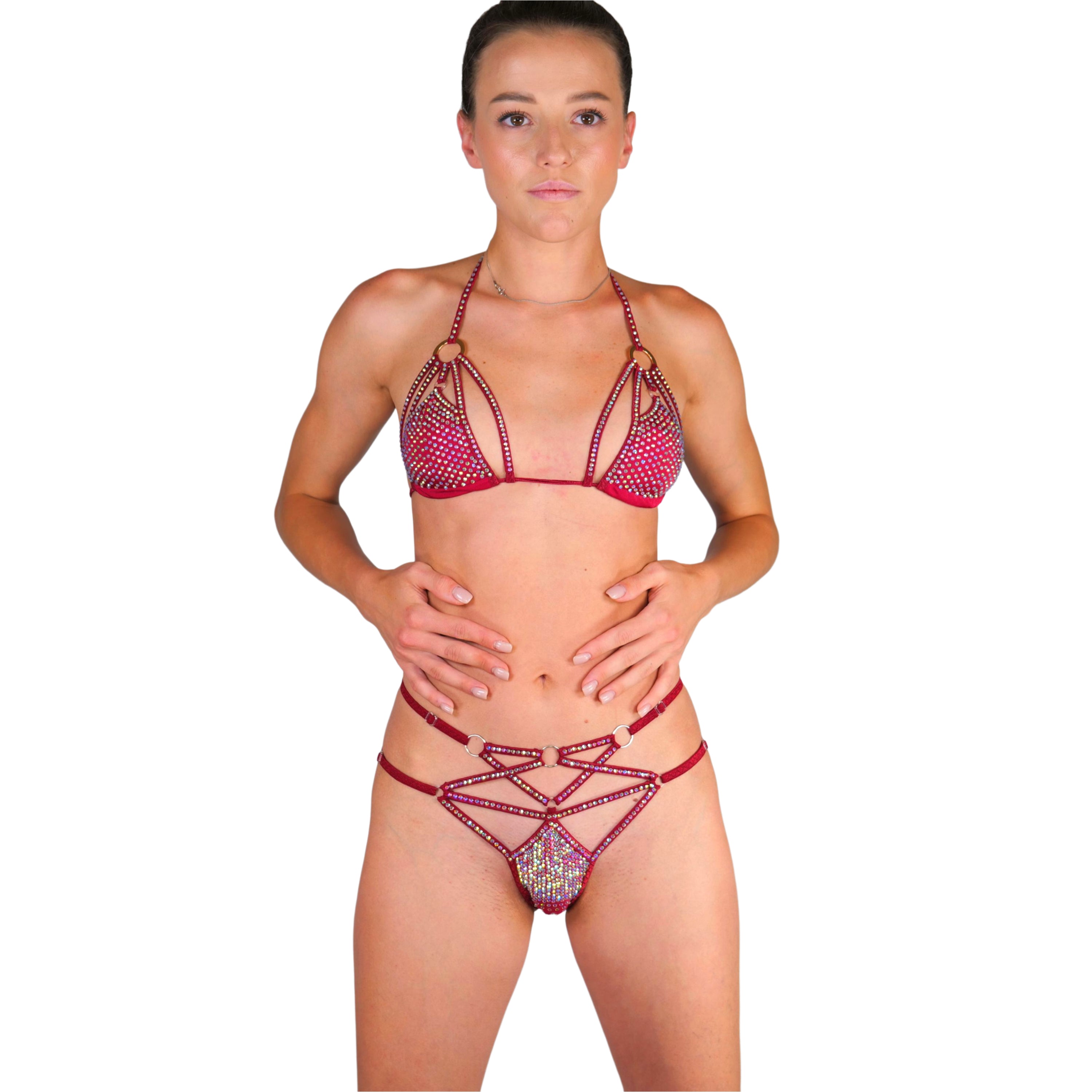 Bikini rhinestone with rings Stripper outfits extreme micro bikini thong sexy swimsuit string party bikini cheeky bikini bottom swimwear (Copy)