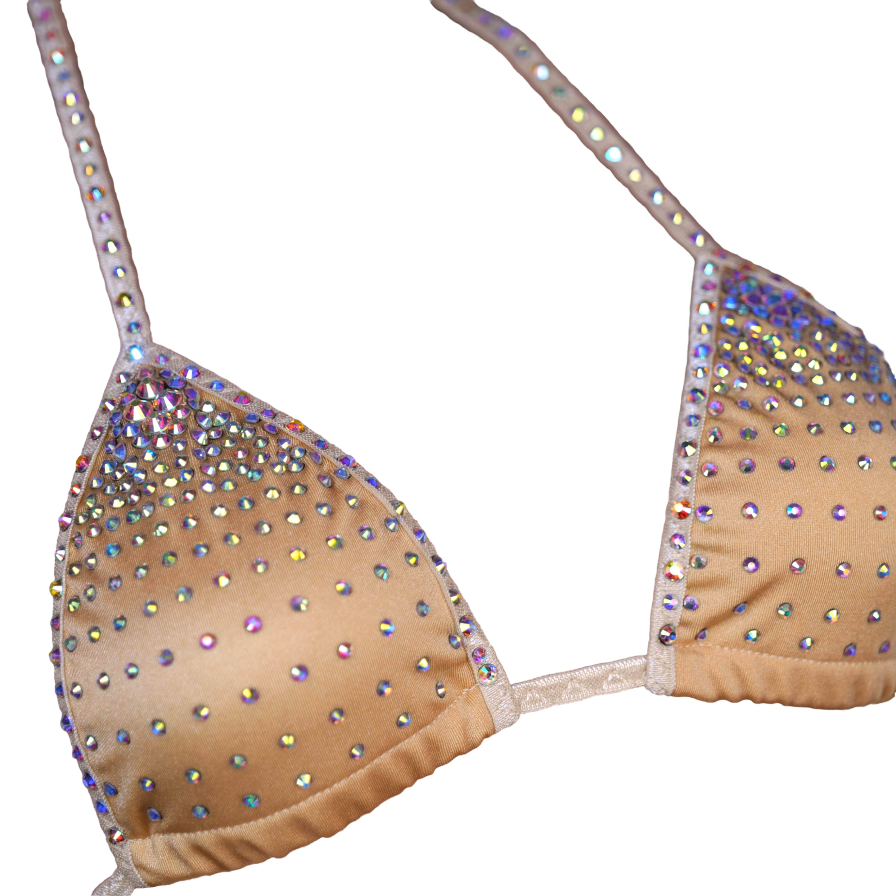 Top rhinestone gradient beige bra burlesque triangle extreme top hot Beachwear bikini bra Party bikini stripper outfits exotic dancer