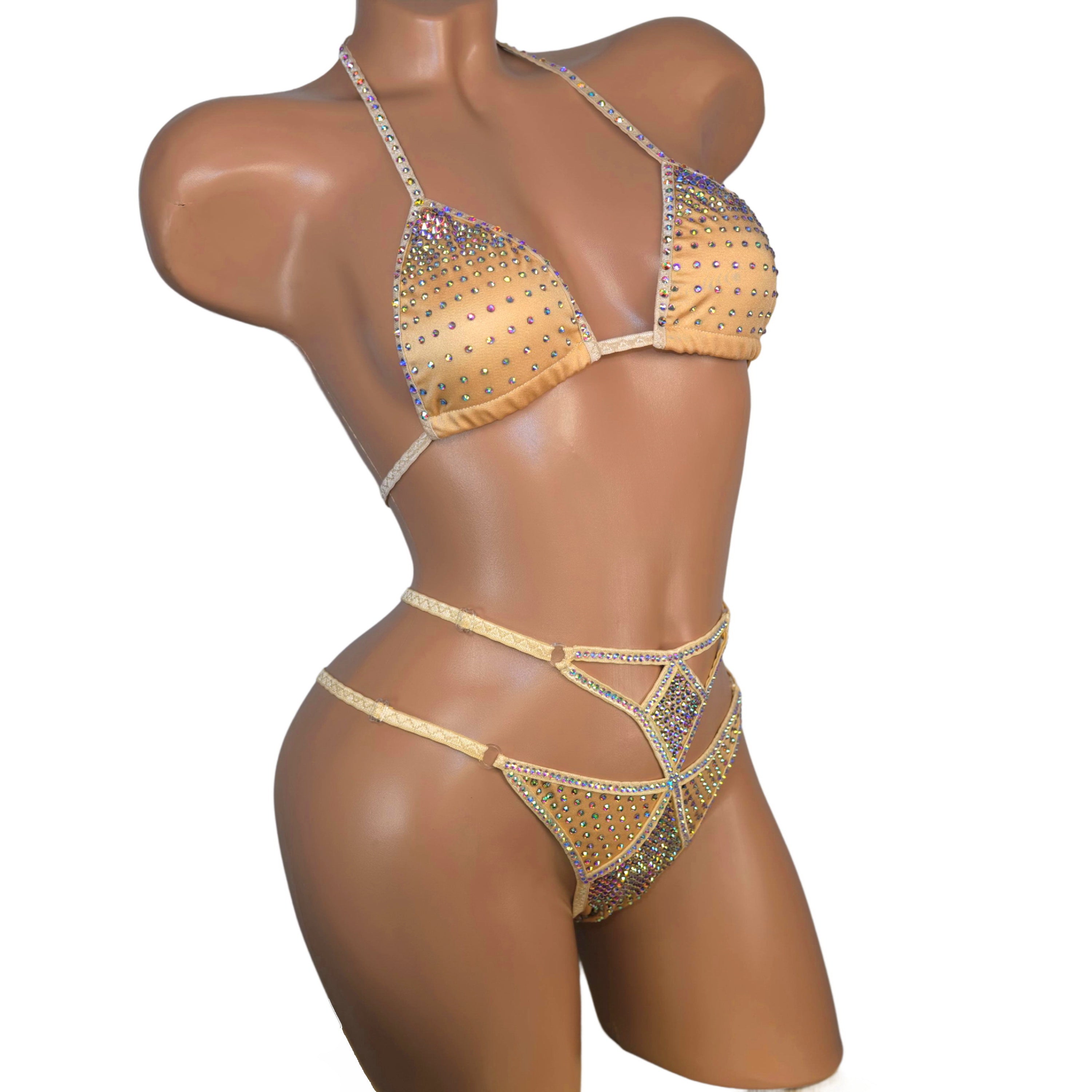 Extreme bikini beach girls swimsuit Stripper outfits rhinestone swimwear exotic dancewear burlesque bikini micro dancer outfits bikini