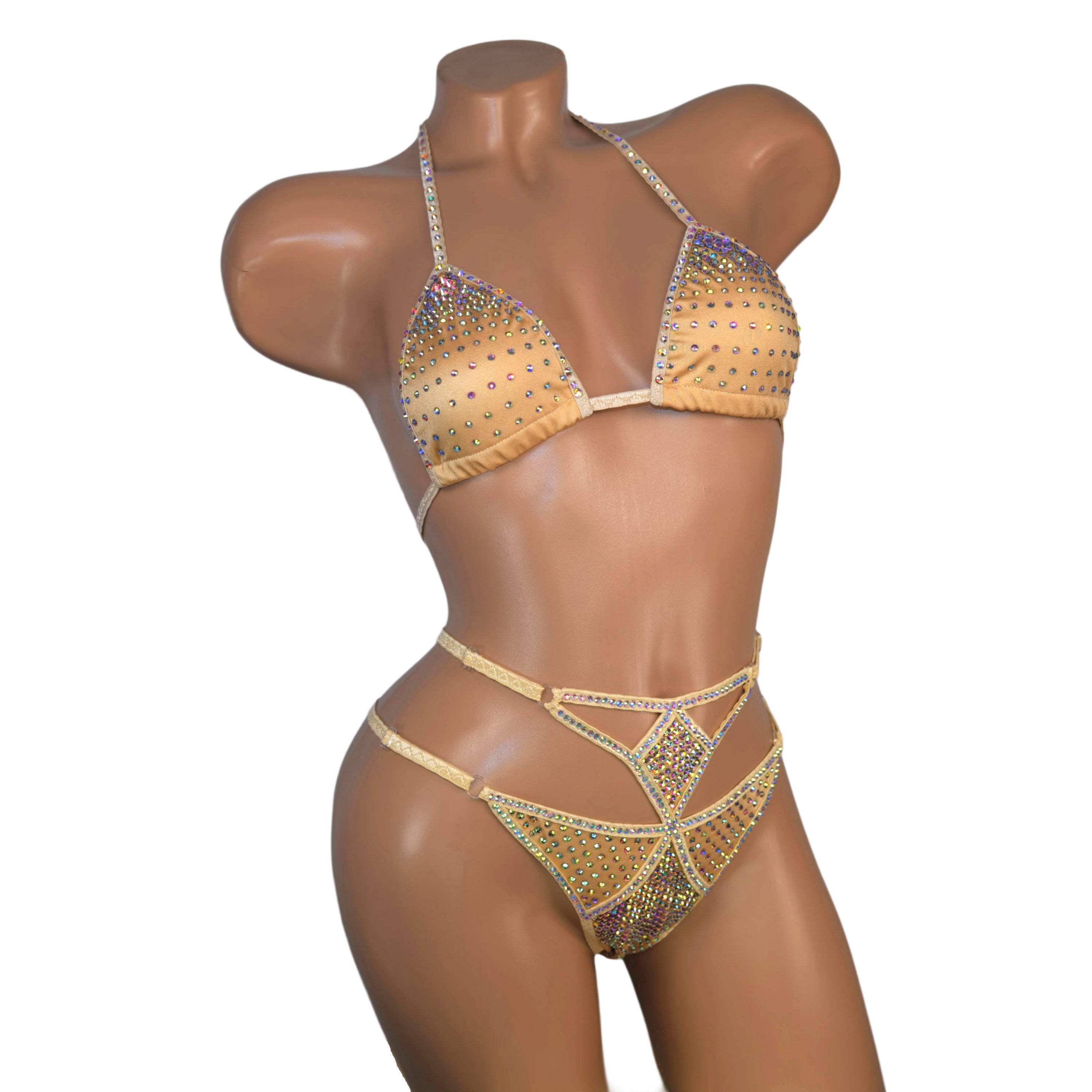 Extreme bikini beach girls swimsuit Stripper outfits rhinestone swimwear exotic dancewear burlesque bikini micro dancer outfits bikini
