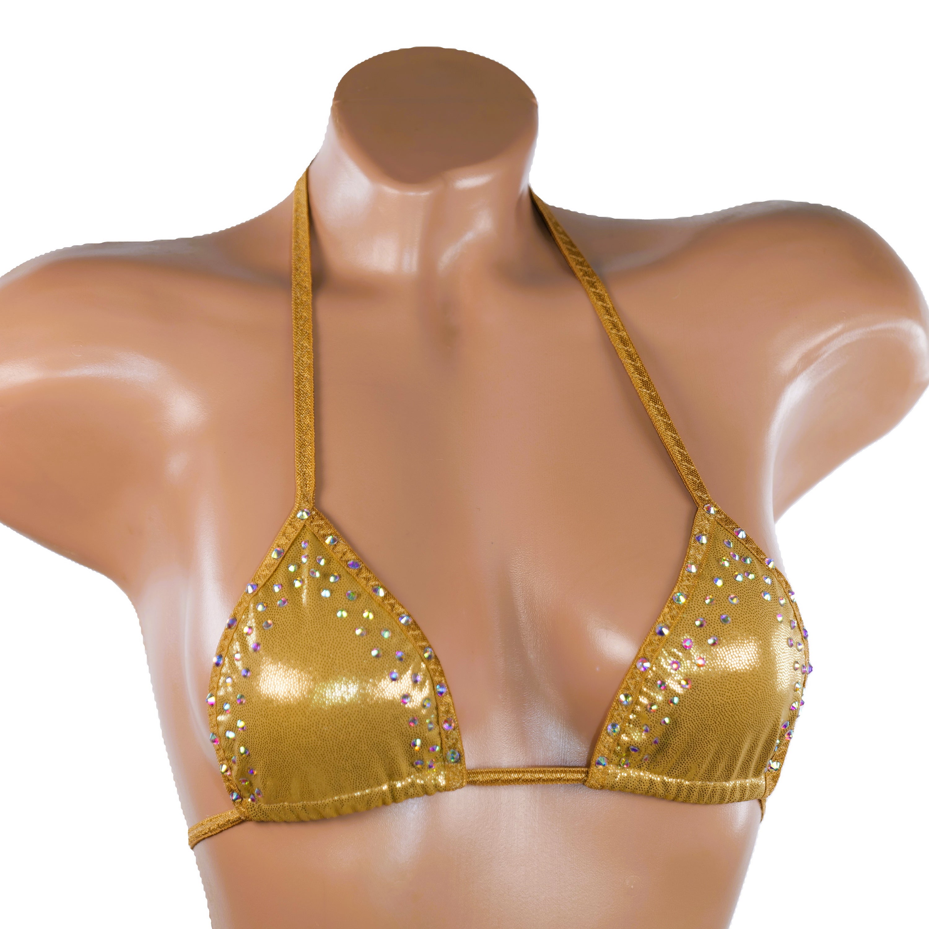 Top rhinestone bra gold triangle extreme top hot Beachwear bikini bra femme Party bikini stripper outfits exotic dancer women underwear