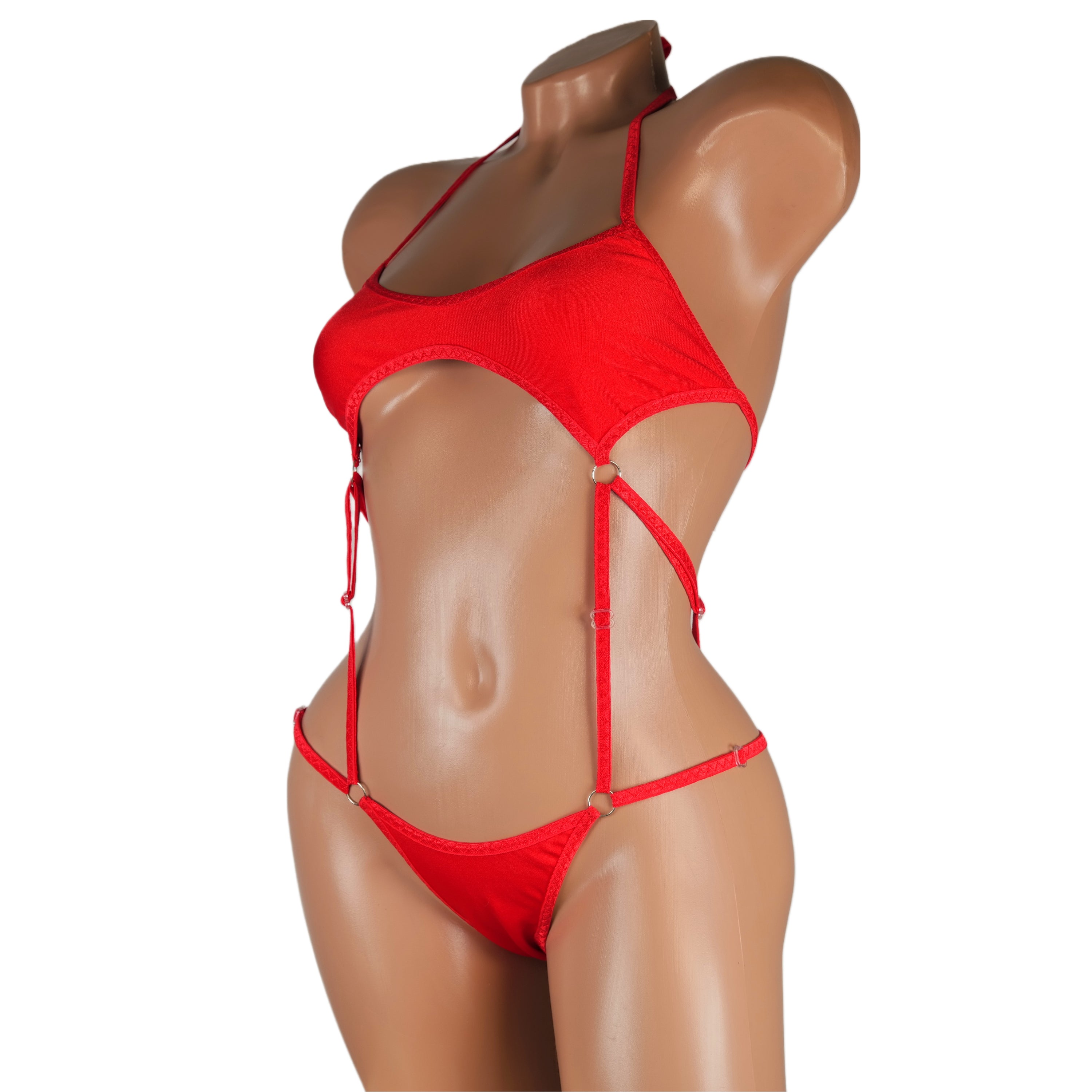 Stripper dancewear rave outfits club-attire Exotic dancewear red thong bodysuit bikini one piece bathing Beachwear bikini burlesque lingerie