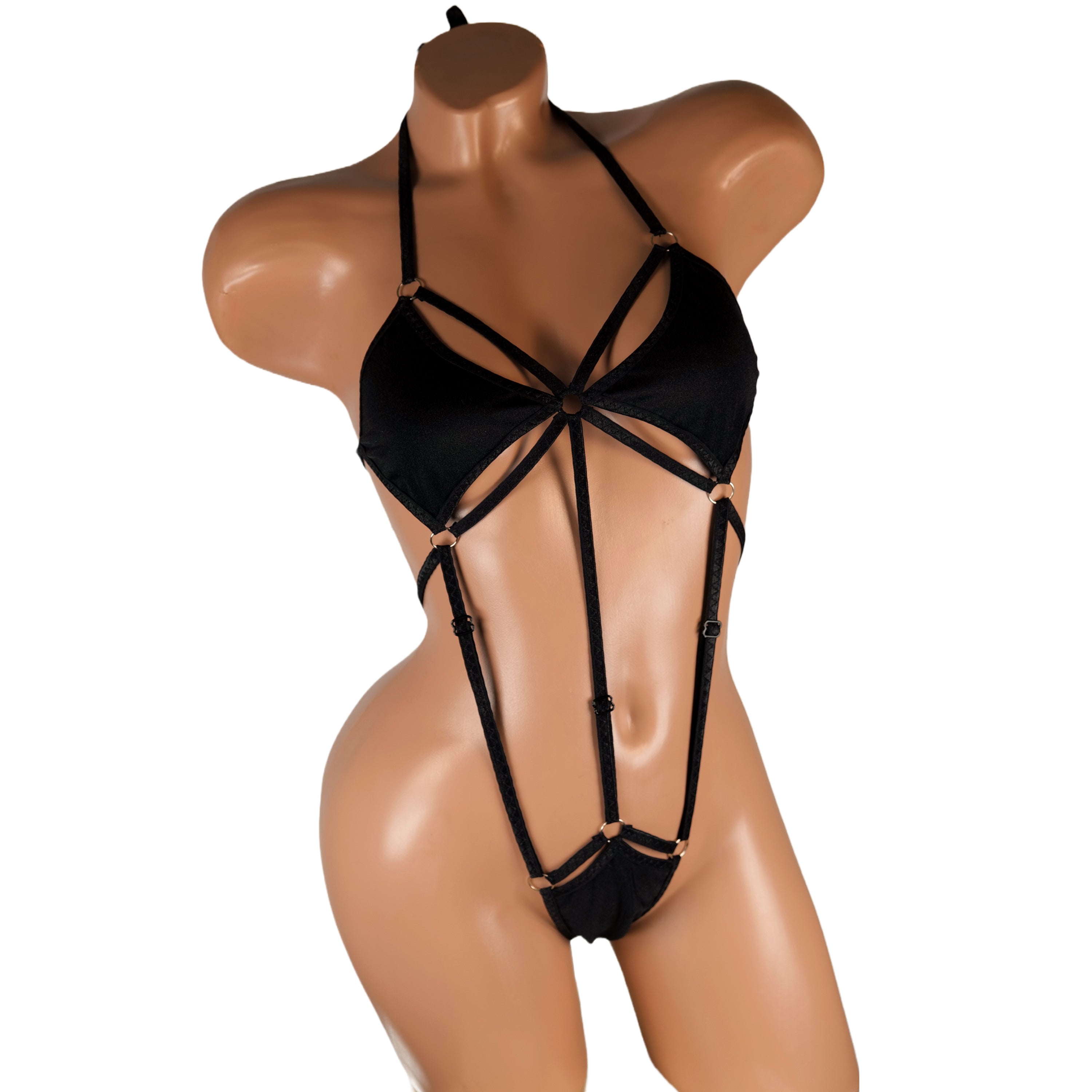 Exotic dancewear black thong bodysuit Stripper dancewear rave outfits club-attire bikini one piece bathing Beachwear bikini burlesque
