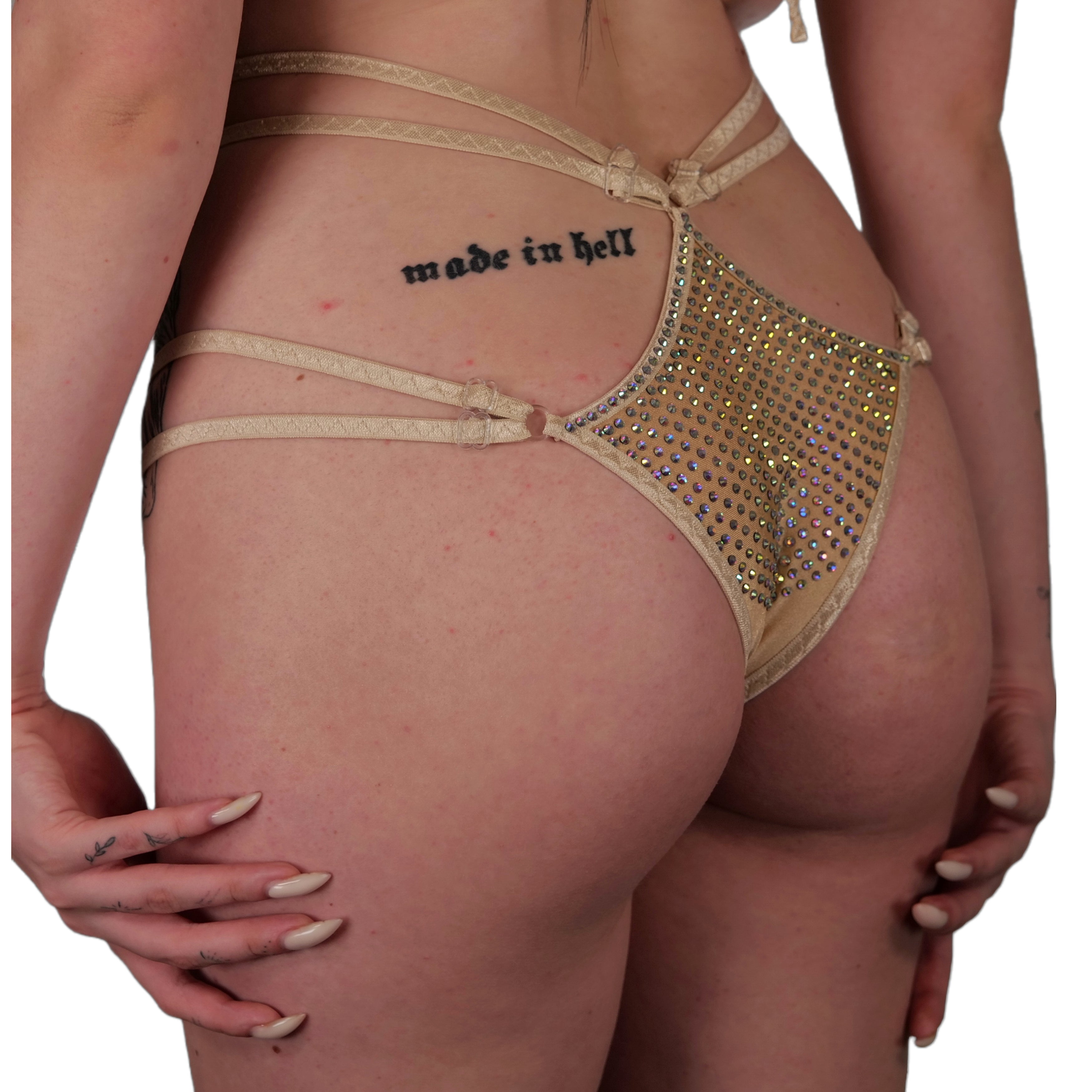 Burlesque Lingerie Collection, Erotic Panties, Exotic Dancewear Sexy Strappy Panties, High Rise Lingerie for Strippers and Dancers