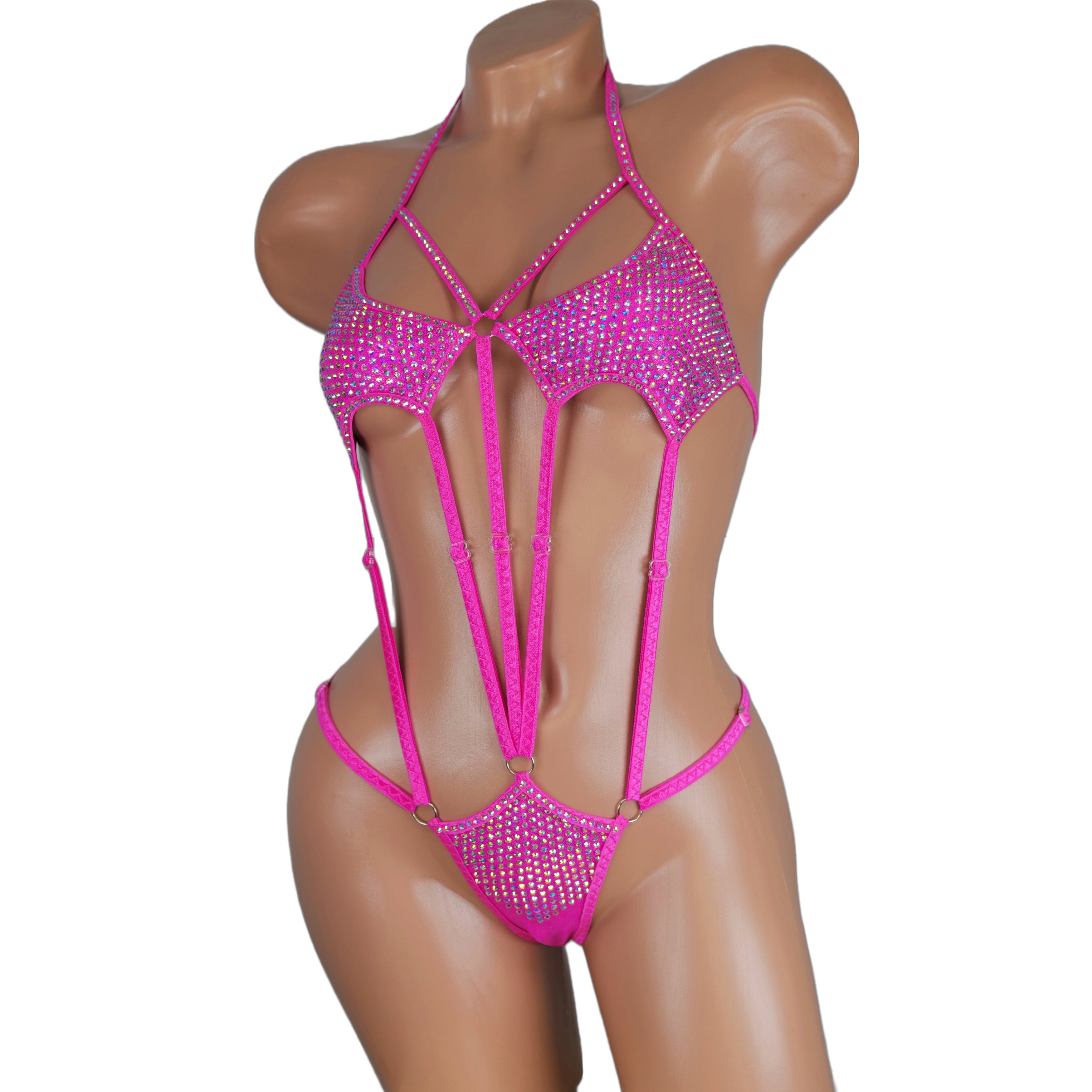 Stripper outfits dancewear rave club-attire bikini one piece Rhinestone bikini bathing burlesque exotic dancewear thong bodysuit Beachwear