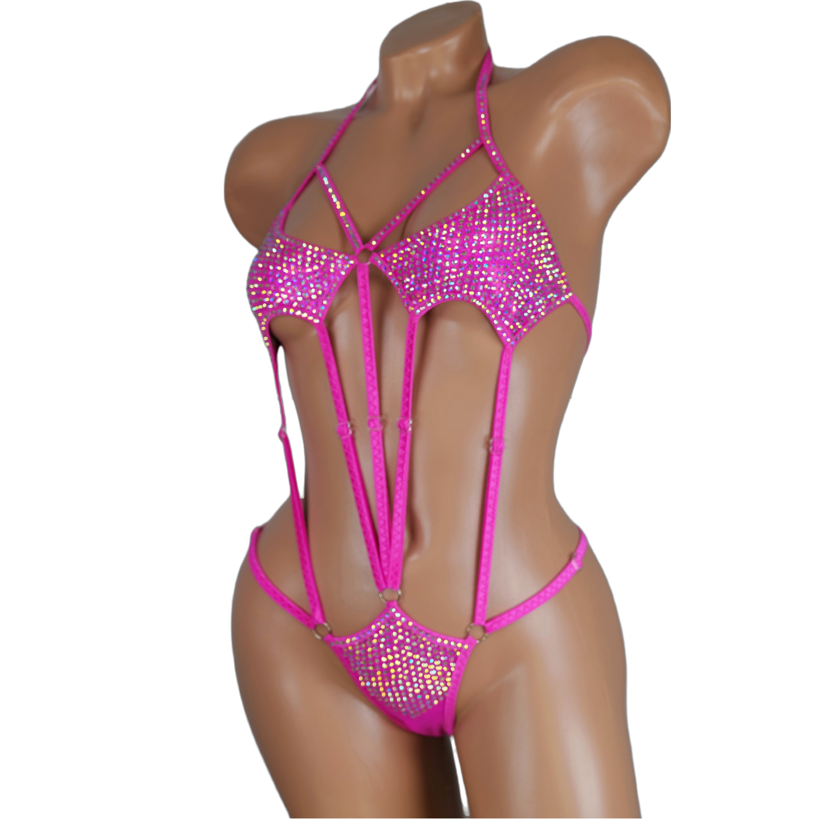 Stripper outfits dancewear rave club-attire bikini one piece Rhinestone bikini bathing burlesque exotic dancewear thong bodysuit Beachwear
