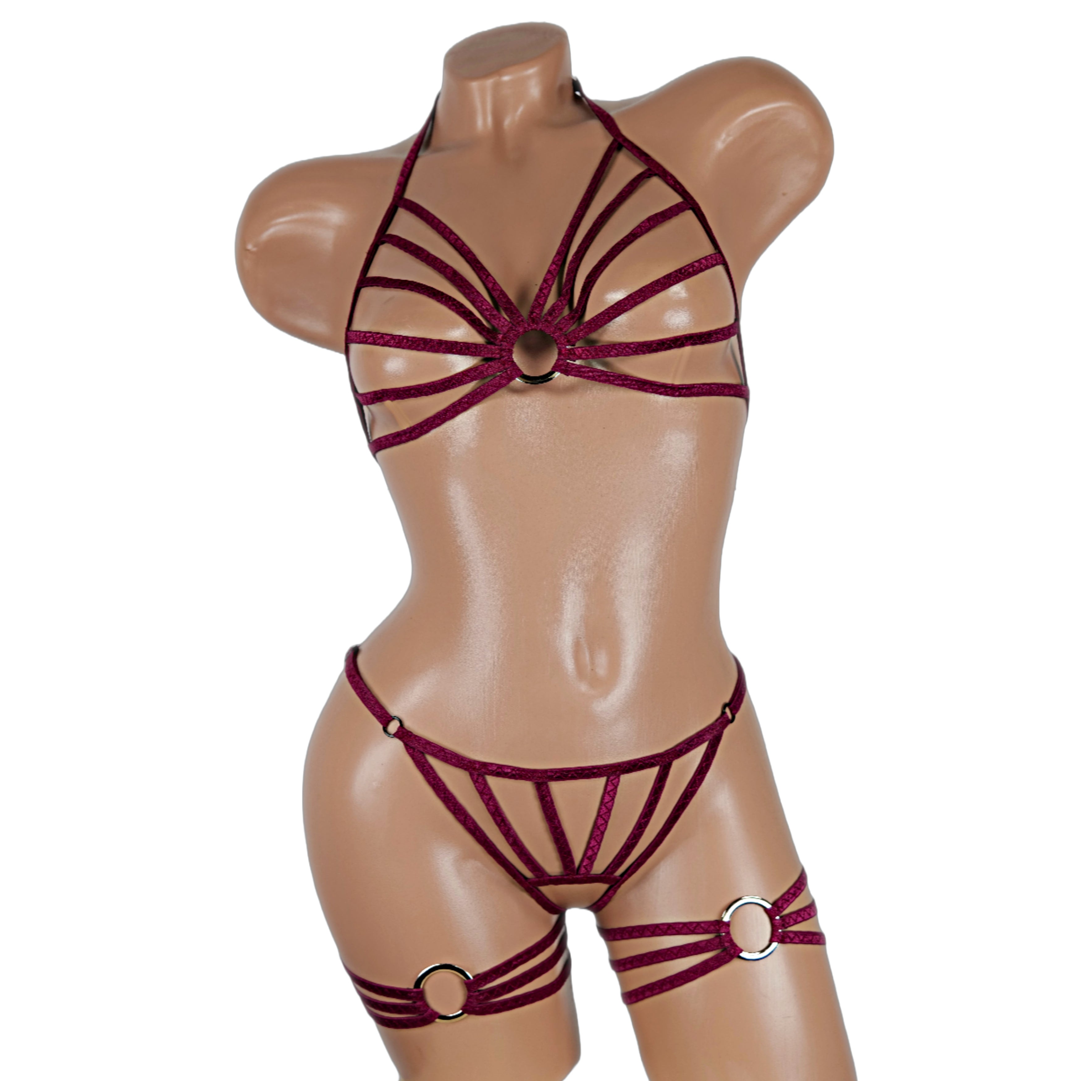 Set Harness women crotchless open thong lingerie micro panties crotc lingerie uncensored extreme dance outfit for stripper burlesque outfit