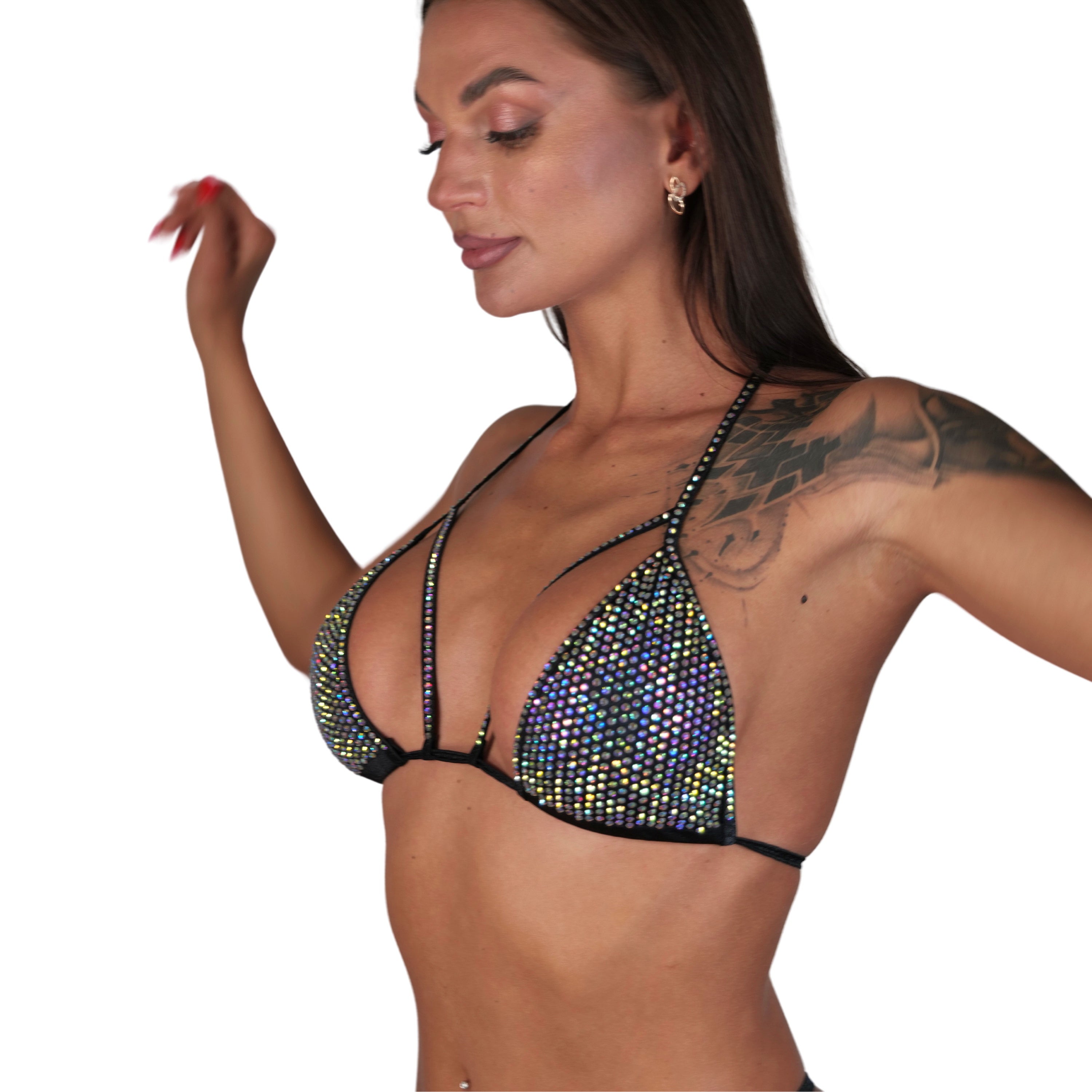 Rhinestone Bikini Top Exotic Dancewear, Burlesque Rhinestone Bra Stripper Outfit , Stripper Bikini Top, Belly Dance Bra Competition Bikini