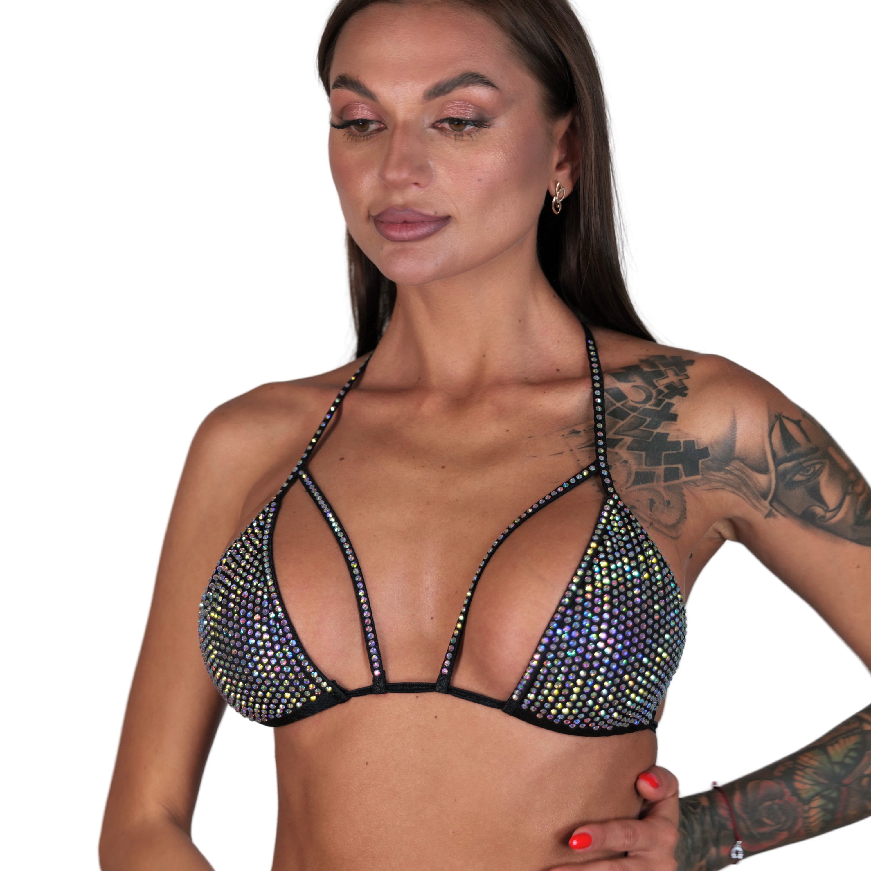 Rhinestone Bikini Top Exotic Dancewear, Burlesque Rhinestone Bra Stripper Outfit , Stripper Bikini Top, Belly Dance Bra Competition Bikini