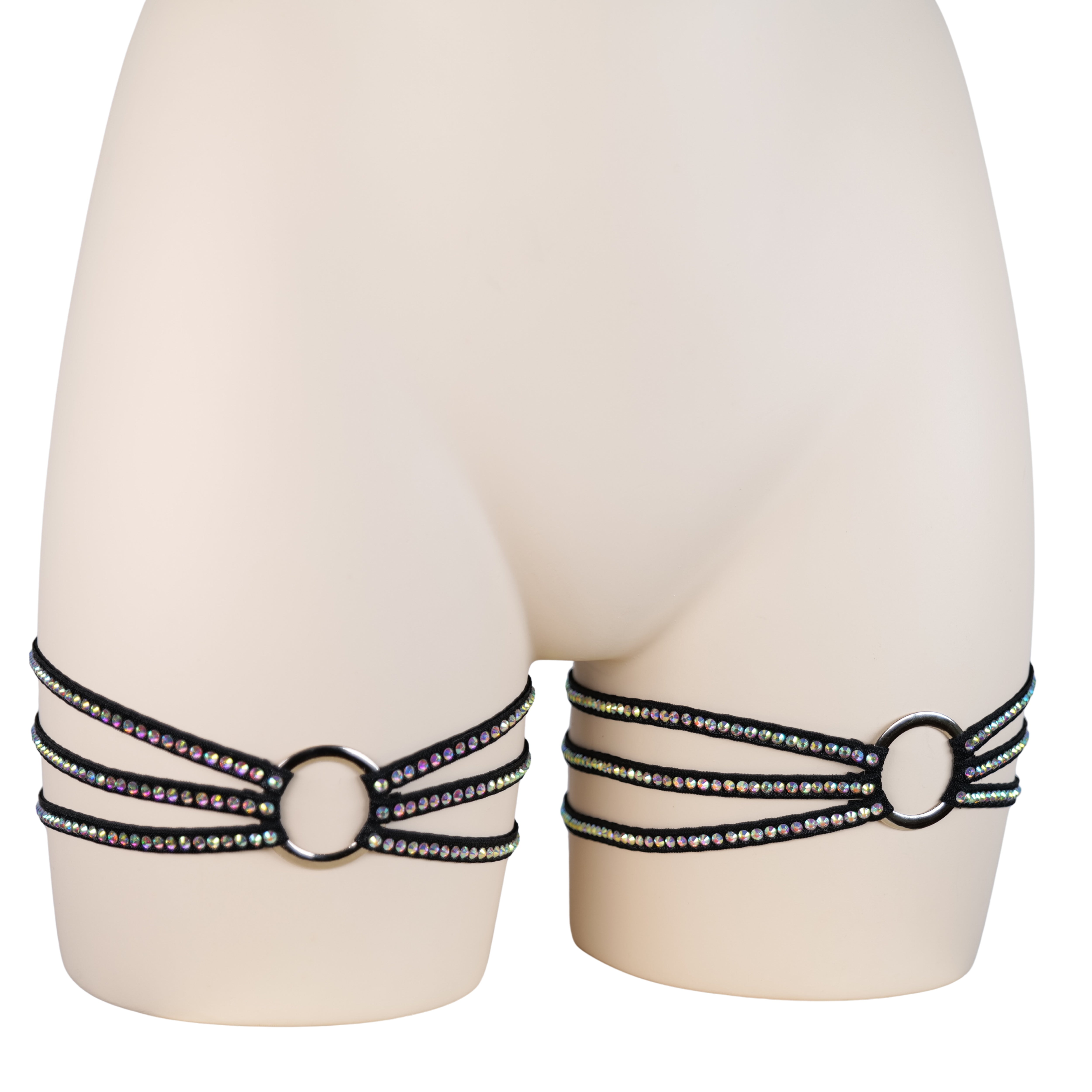 Crystal Rhinestone Leg Garter, Exotic Dancewear, Rhinestone Lingerie Leg Garter Perfect for Stripper Bikinis and Seductive Outfits