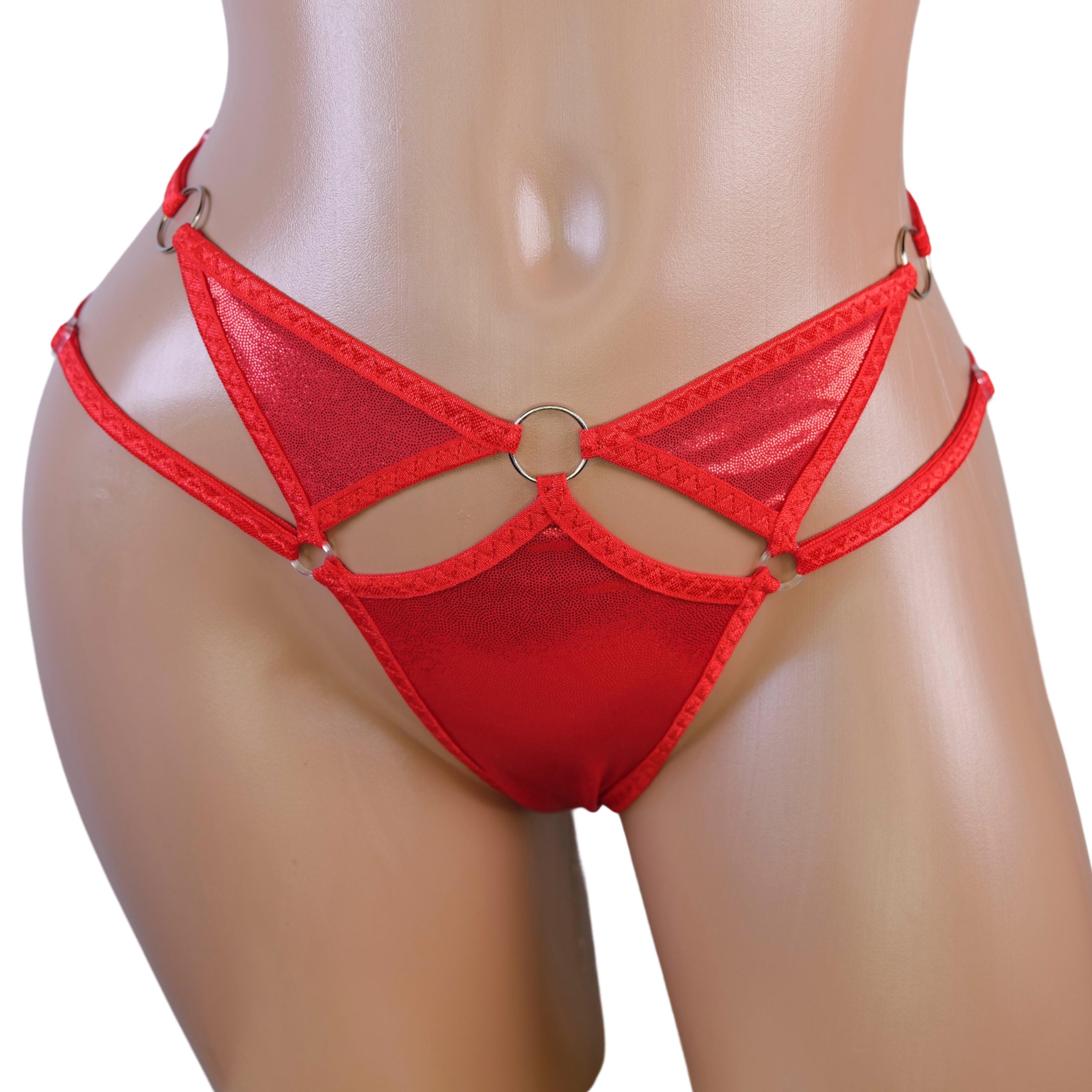 Sexy strappy lingerie red Stripper outfits handmade lingerie gift sexy women lingerie wedding panties extreme with cutouts lingerie unique
