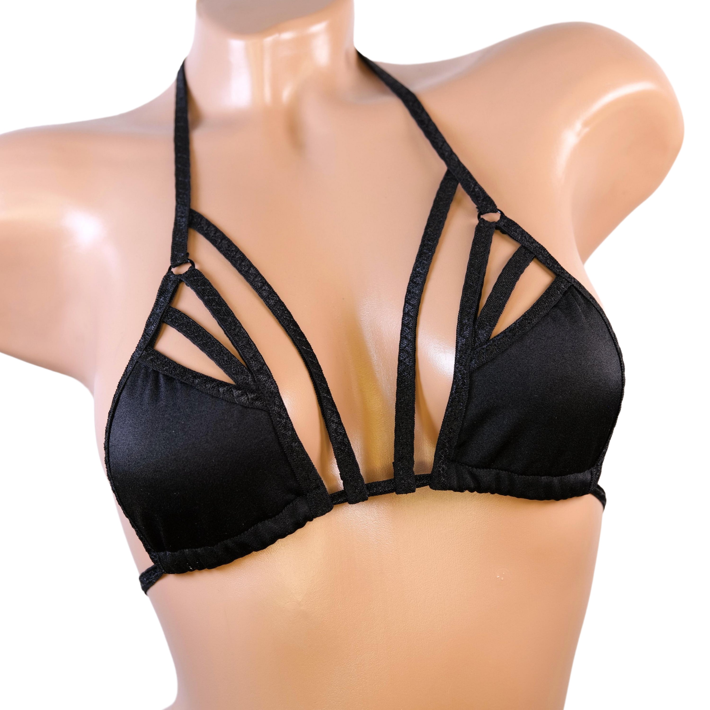 Top black crotchless string mini tiny Bra erotic swimwear through micro bikini top stripper outfits sexy lingerie