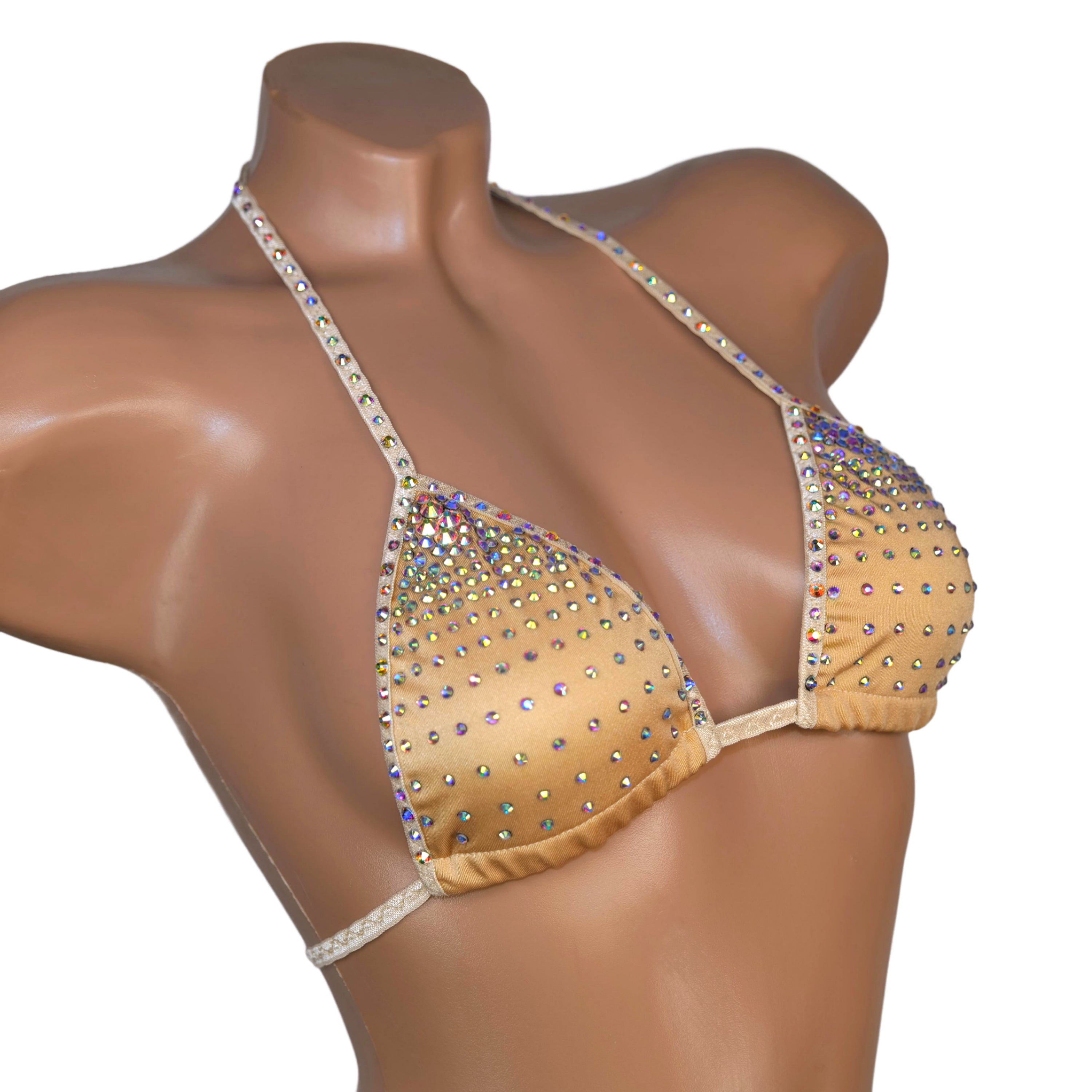 Top rhinestone gradient beige bra burlesque triangle extreme top hot Beachwear bikini bra Party bikini stripper outfits exotic dancer