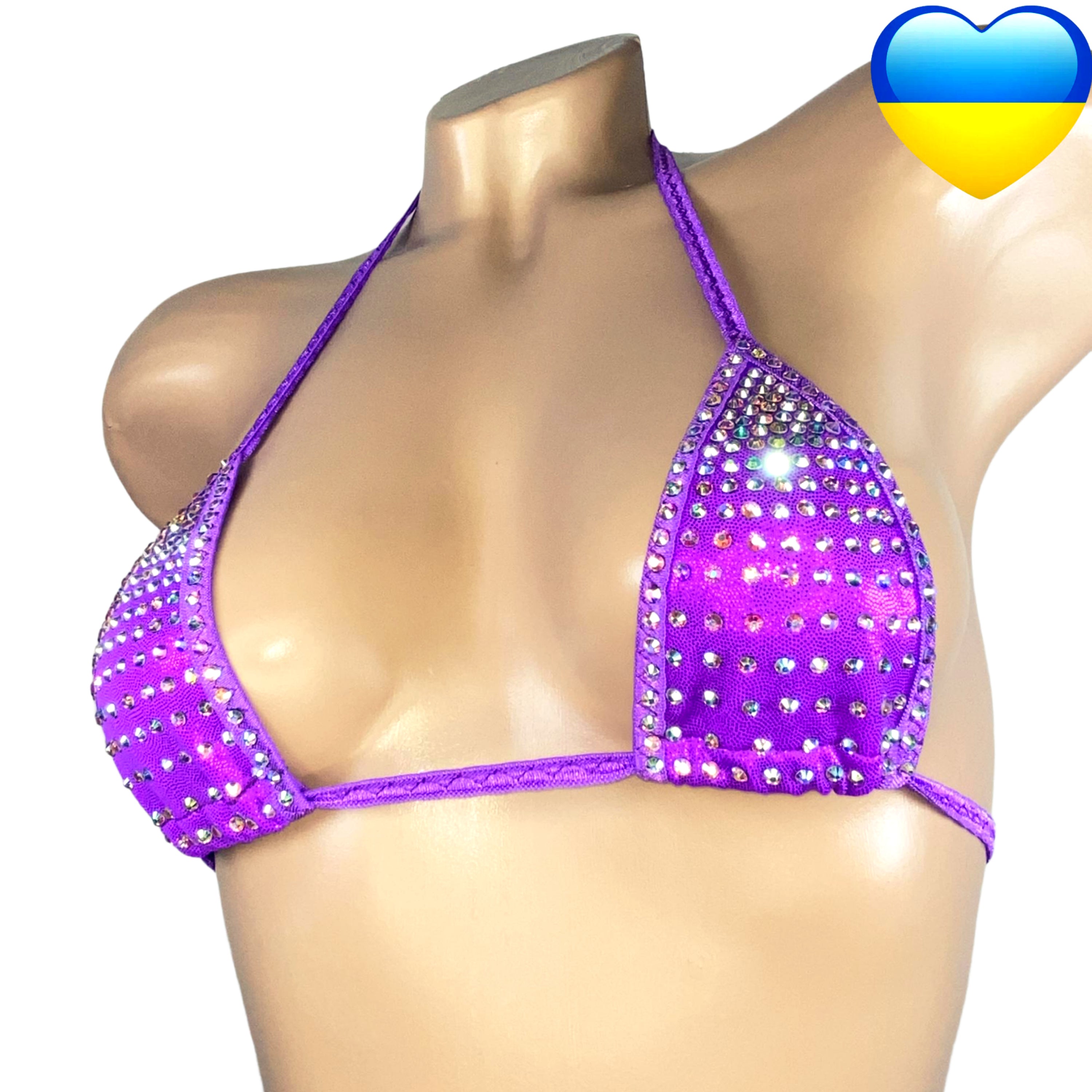 Slim top micro thong bikini rhinestone bra erotic G top crystal glitzer top bedazzled bra ladies underwear cupless bra holographic bikini