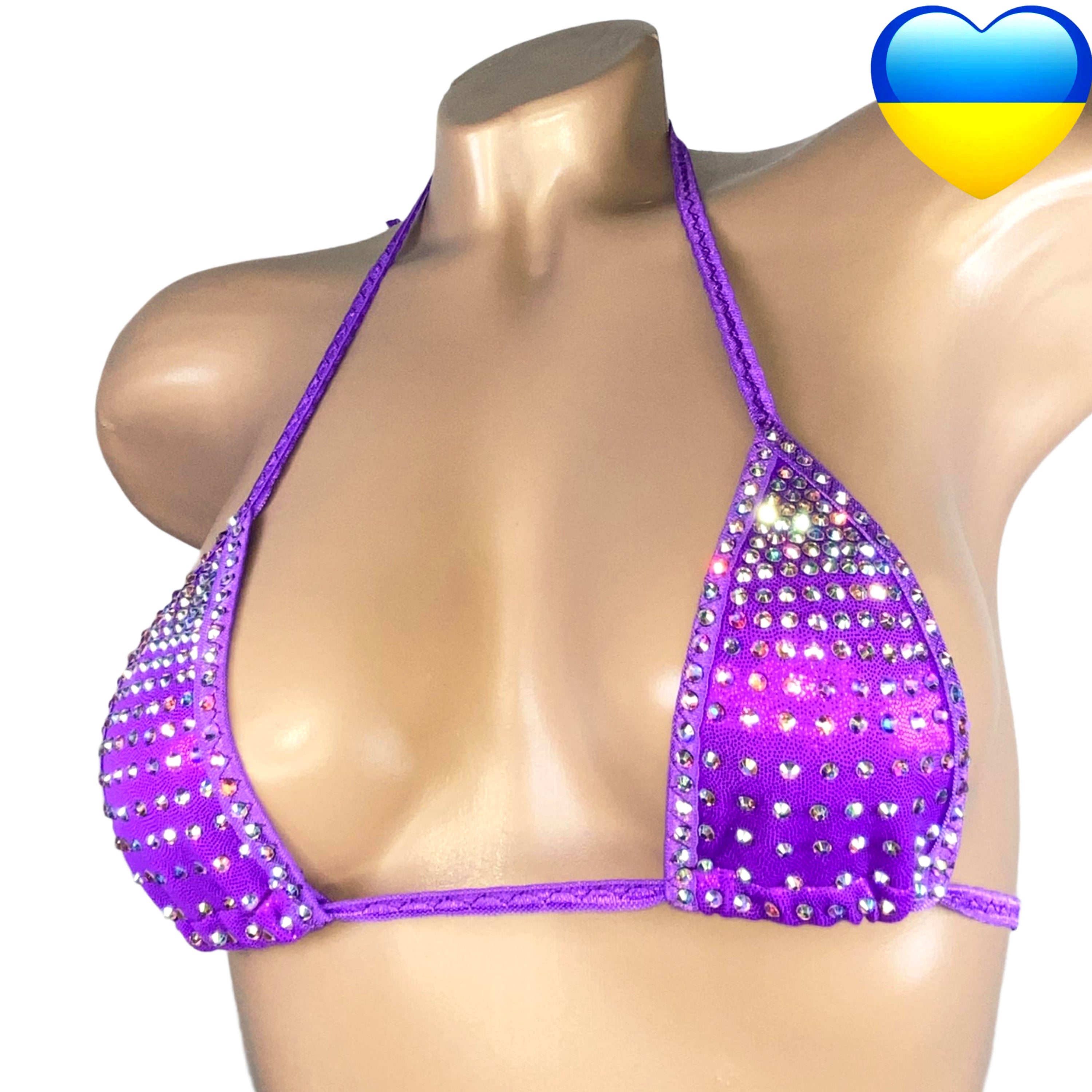 Slim top micro thong bikini rhinestone bra erotic G top crystal glitzer top bedazzled bra ladies underwear cupless bra holographic bikini