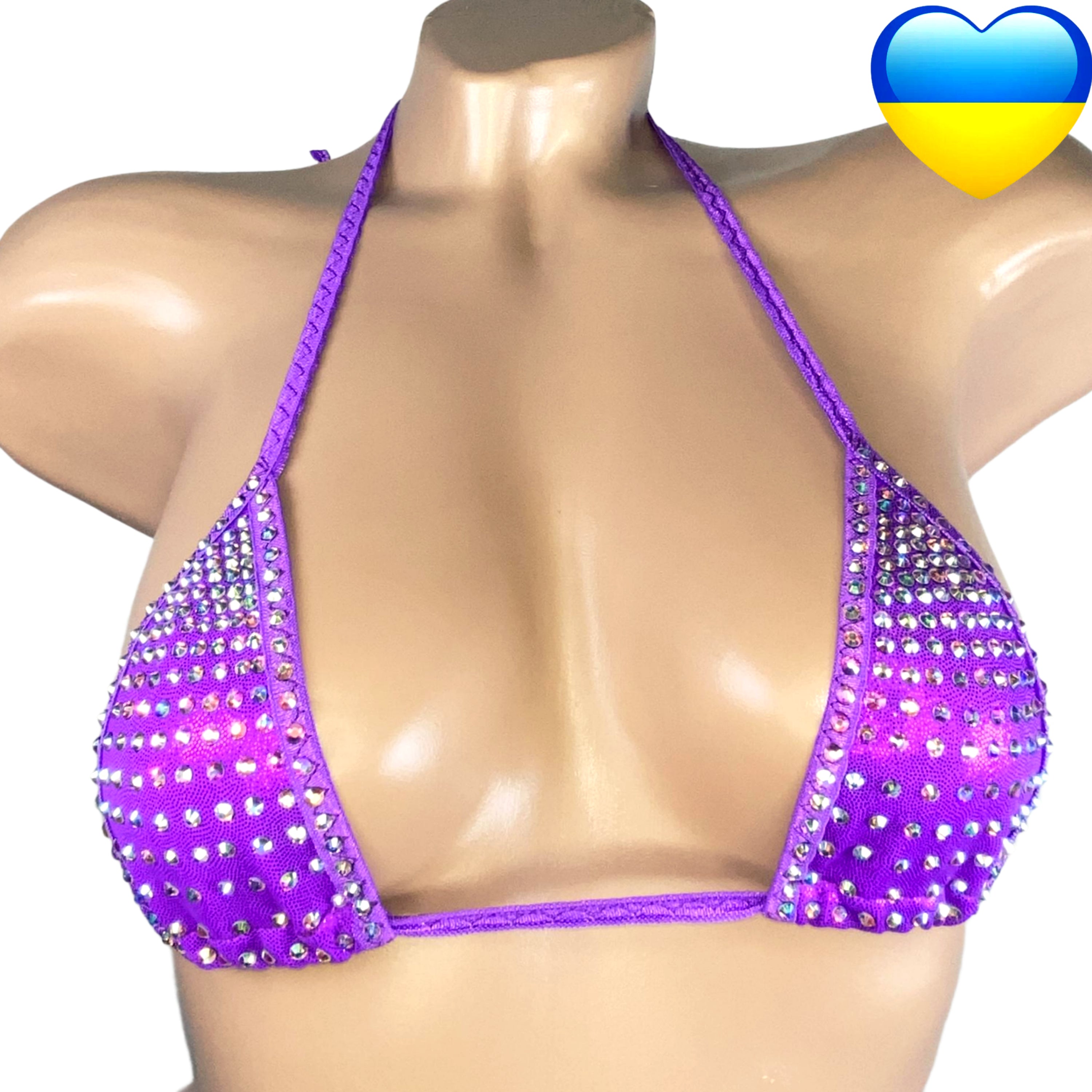 Slim top micro thong bikini rhinestone bra erotic G top crystal glitzer top bedazzled bra ladies underwear cupless bra holographic bikini