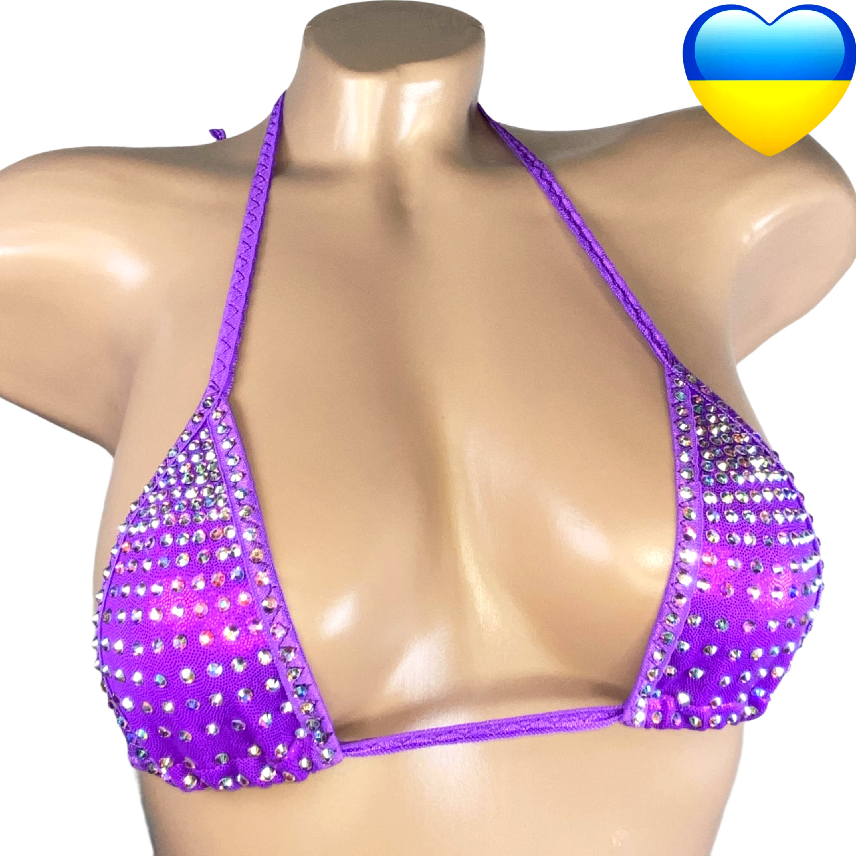 Slim top micro thong bikini rhinestone bra erotic G top crystal glitzer top bedazzled bra ladies underwear cupless bra holographic bikini