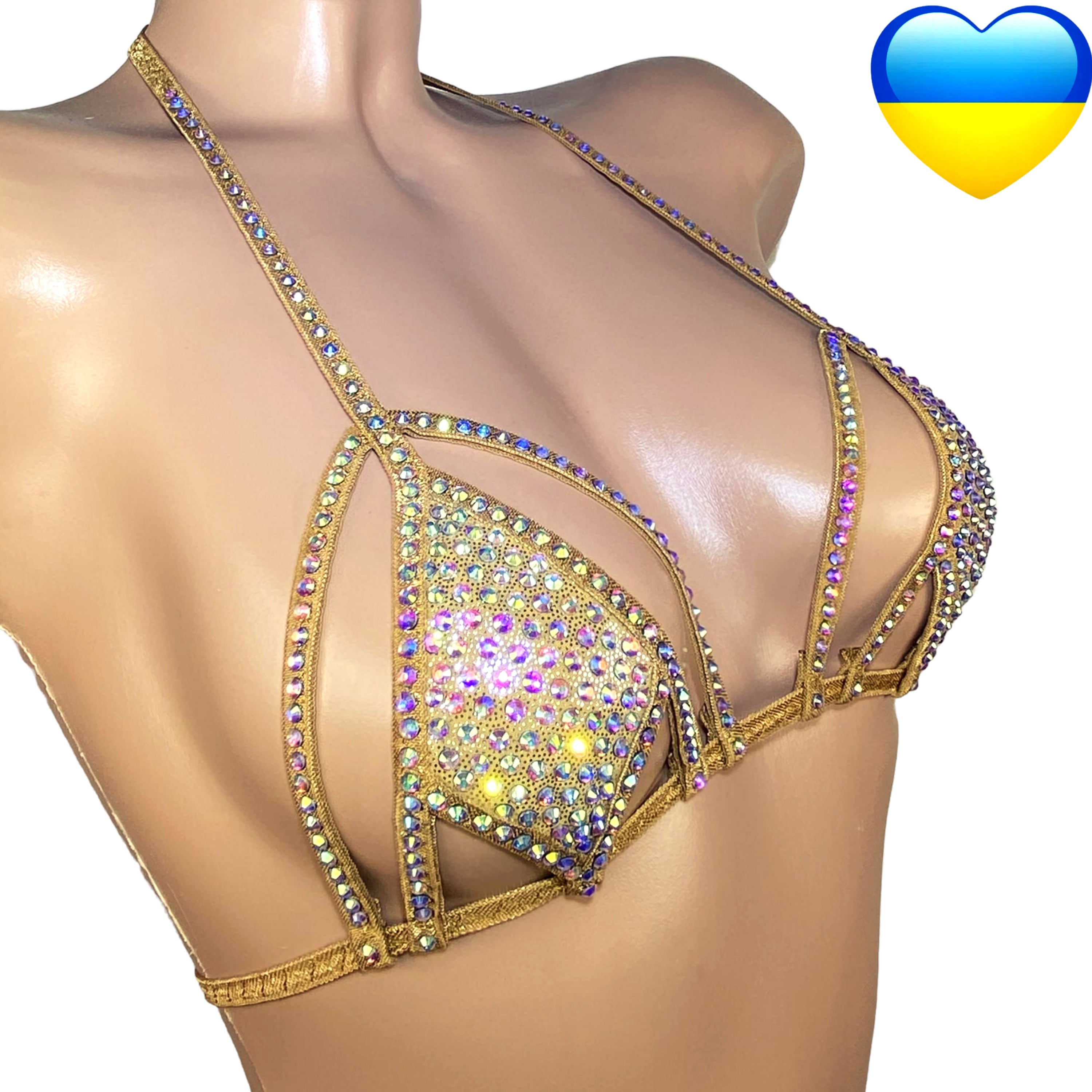 Top stripper Rhinestone bra, Burlesque bra perfect beach wear, Stripper Bikini, Diamond top, Swarovski bra, Top cheeky festival, Crystal bra