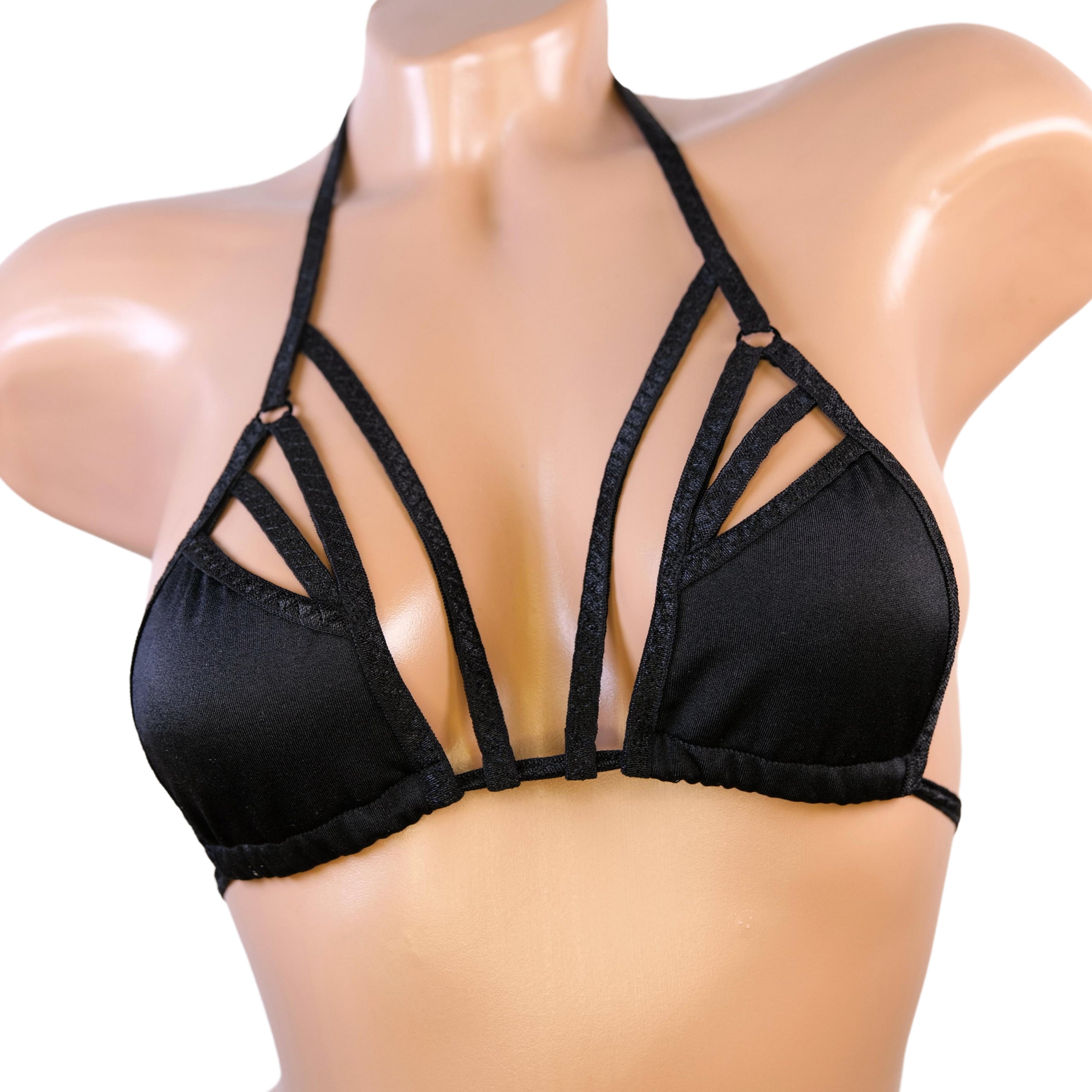Top black crotchless string mini tiny Bra erotic swimwear through micro bikini top stripper outfits sexy lingerie