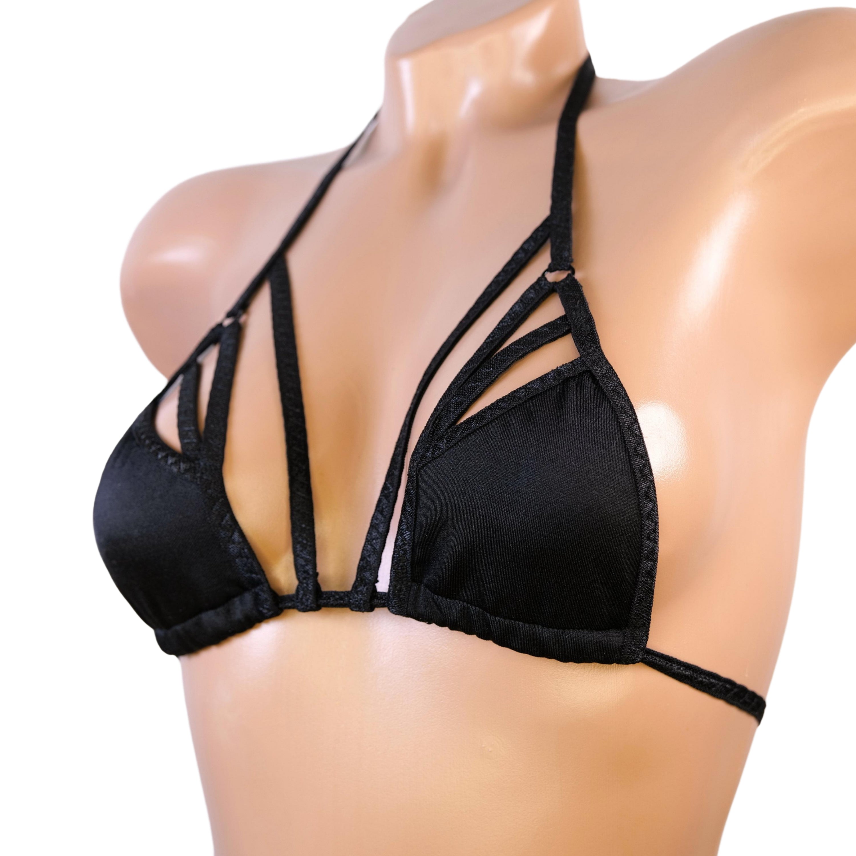 Top black crotchless string mini tiny Bra erotic swimwear through micro bikini top stripper outfits sexy lingerie