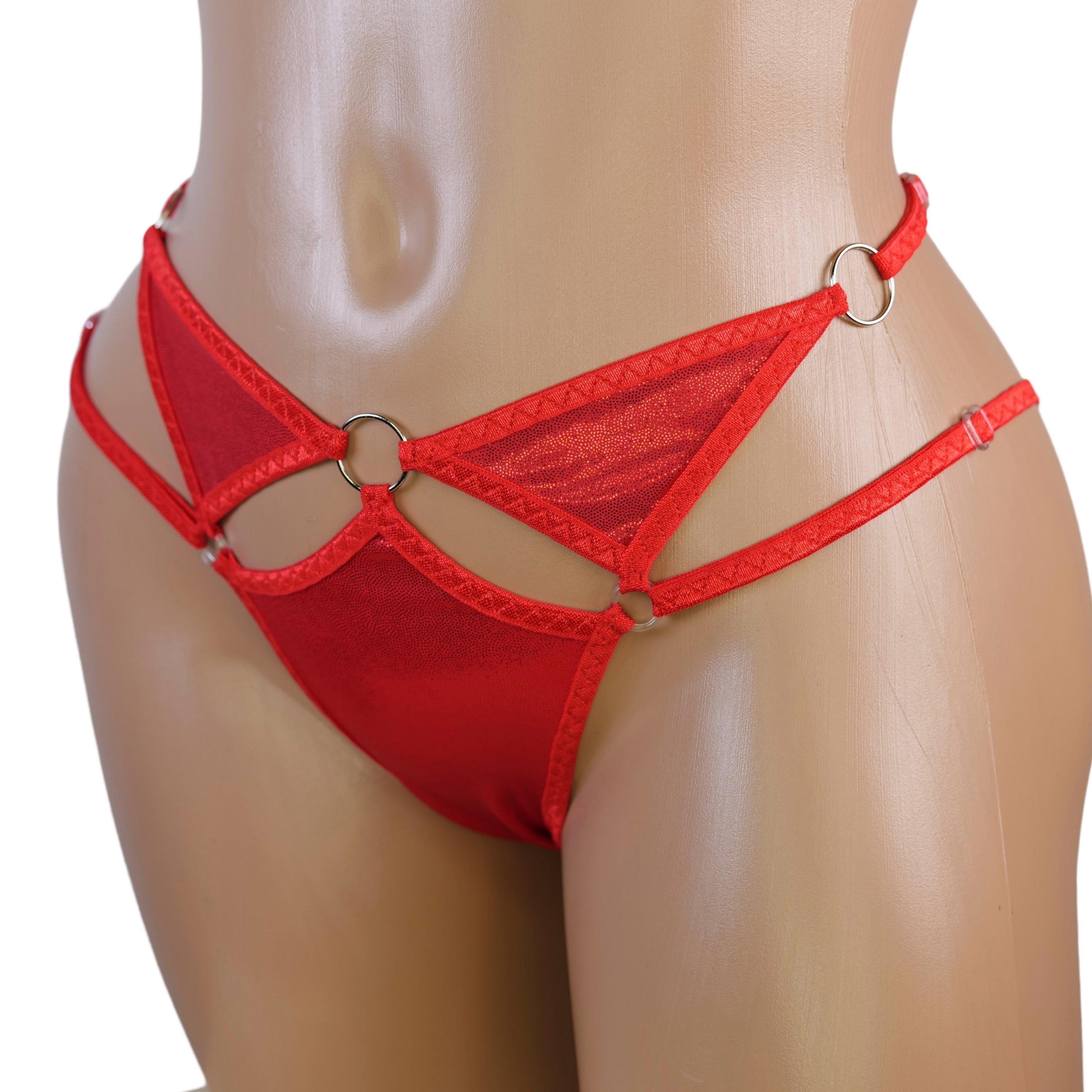 Sexy strappy lingerie red Stripper outfits handmade lingerie gift sexy women lingerie wedding panties extreme with cutouts lingerie unique