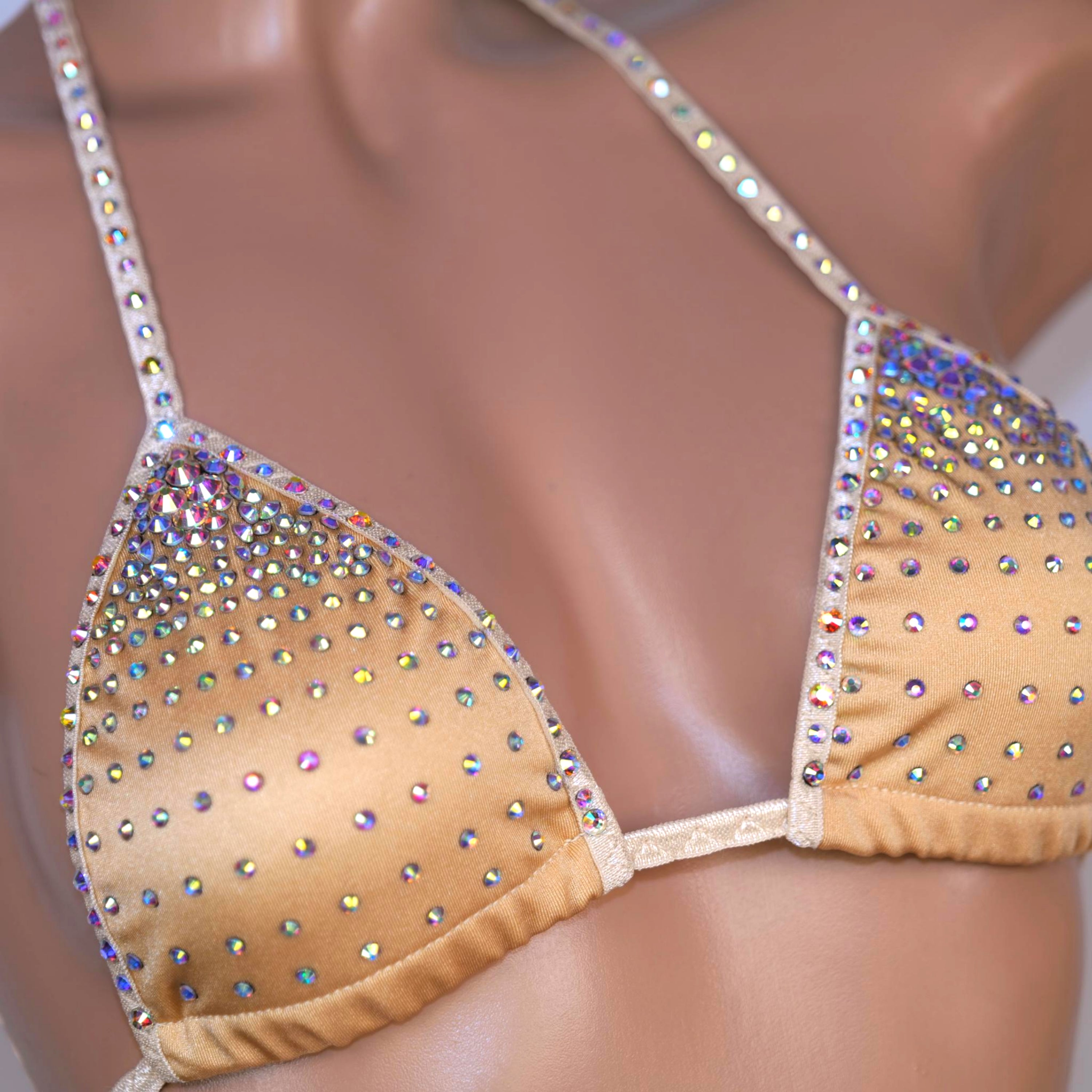 Top rhinestone gradient beige bra burlesque triangle extreme top hot Beachwear bikini bra Party bikini stripper outfits exotic dancer