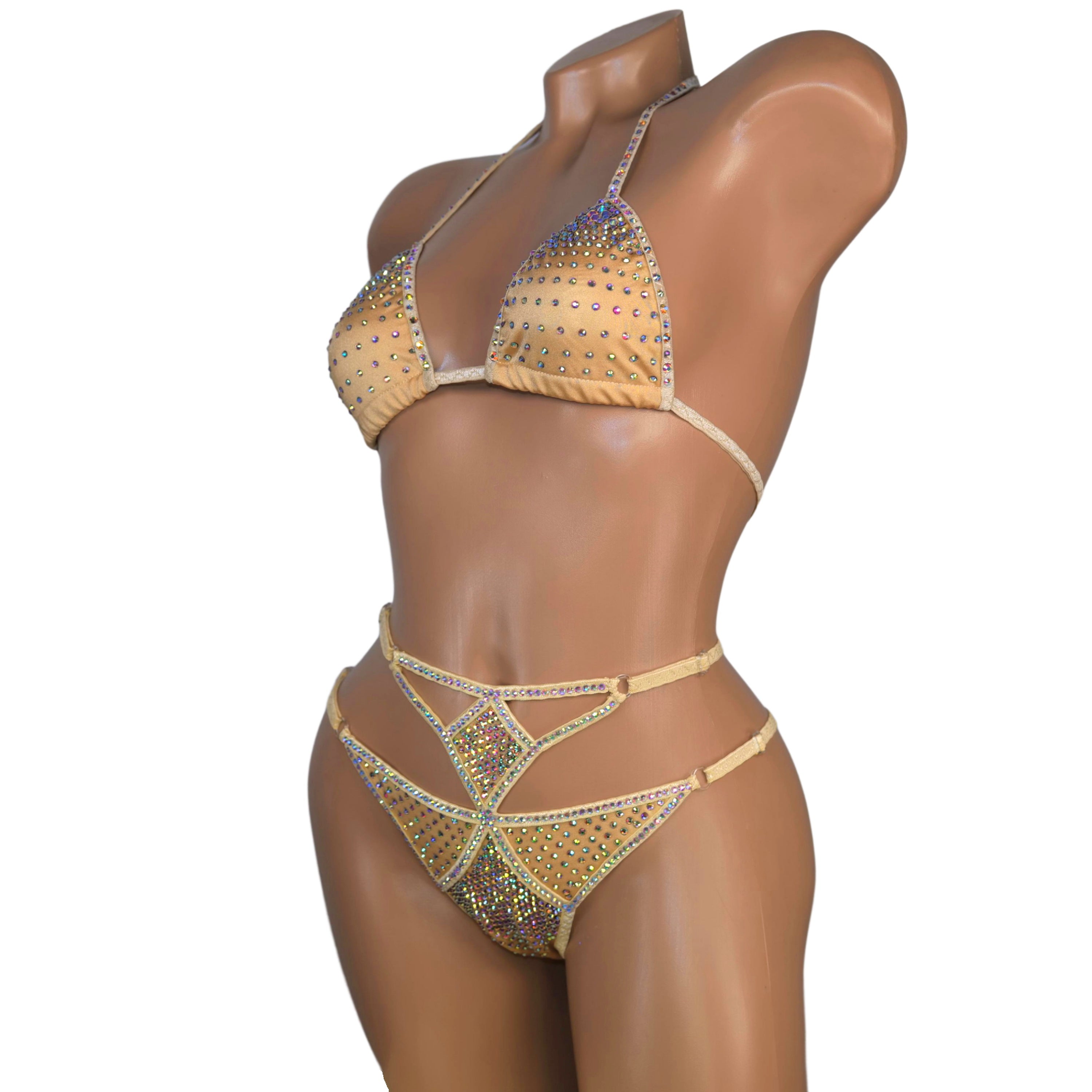 Extreme bikini beach girls swimsuit Stripper outfits rhinestone swimwear exotic dancewear burlesque bikini micro dancer outfits bikini