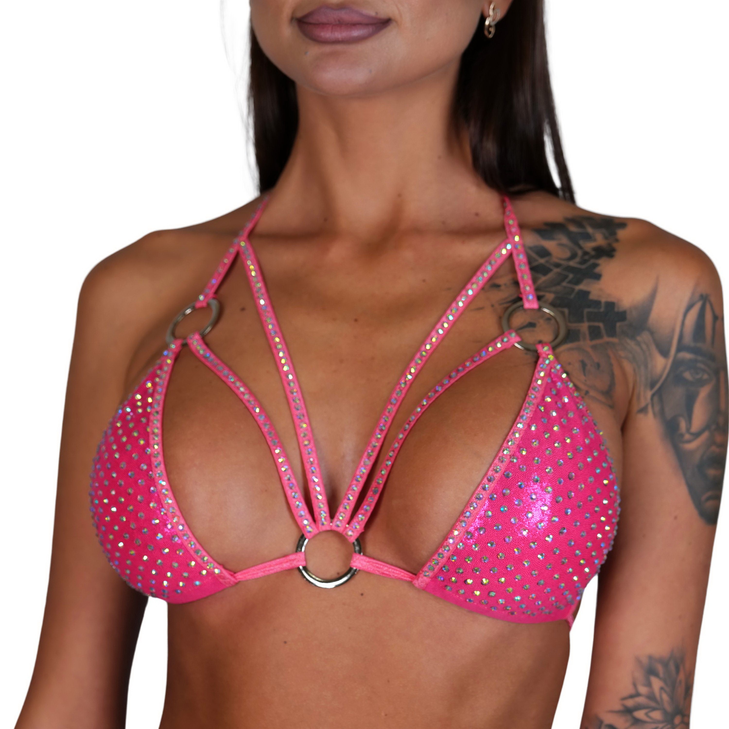 Stripper Bikini, Exotic Dancewear and Stripper Outfits Rhinestone Bikini, Aesthetic Bikini for Burlesque Costume Pink Bikini Set glitzer top