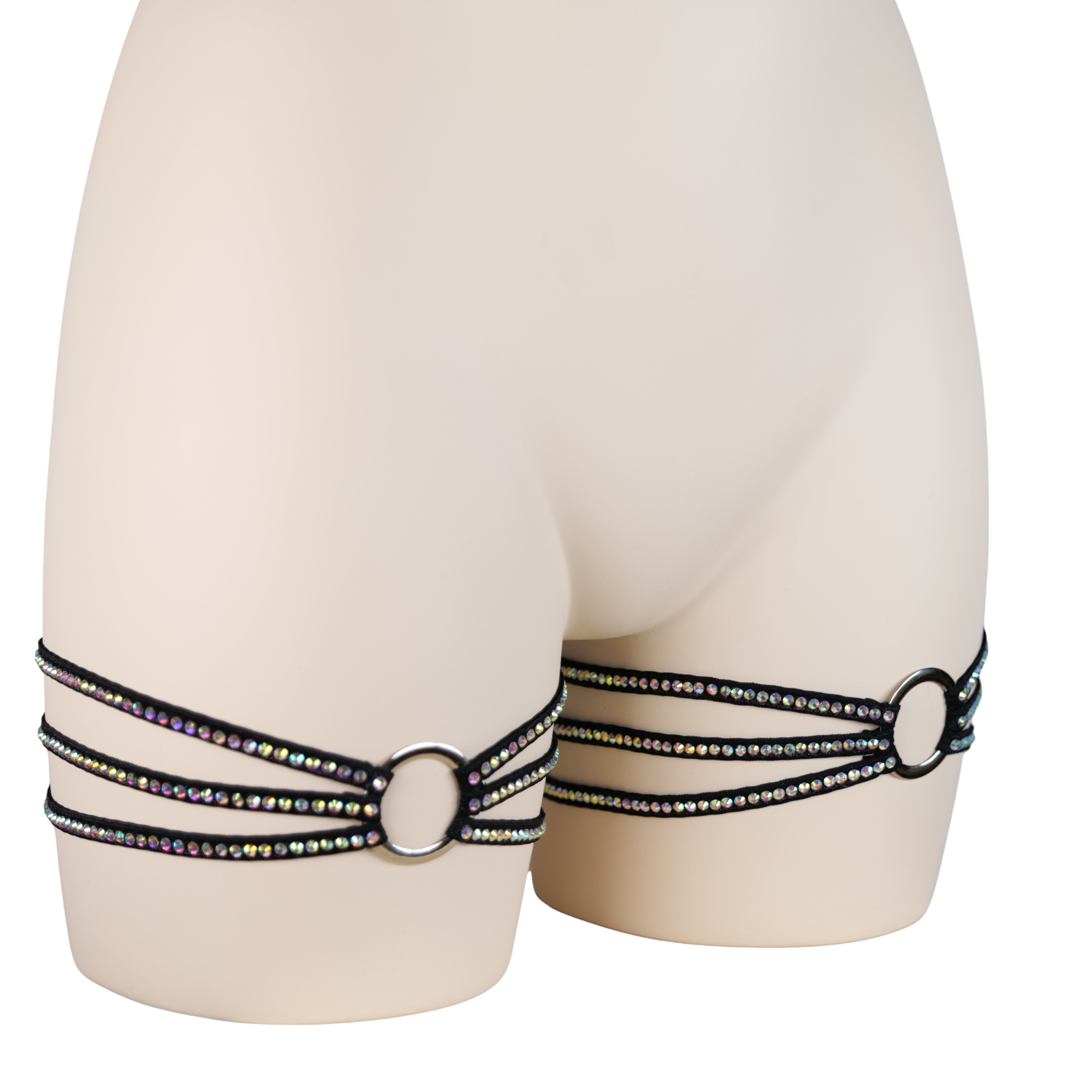 Crystal Rhinestone Leg Garter, Exotic Dancewear, Rhinestone Lingerie Leg Garter Perfect for Stripper Bikinis and Seductive Outfits