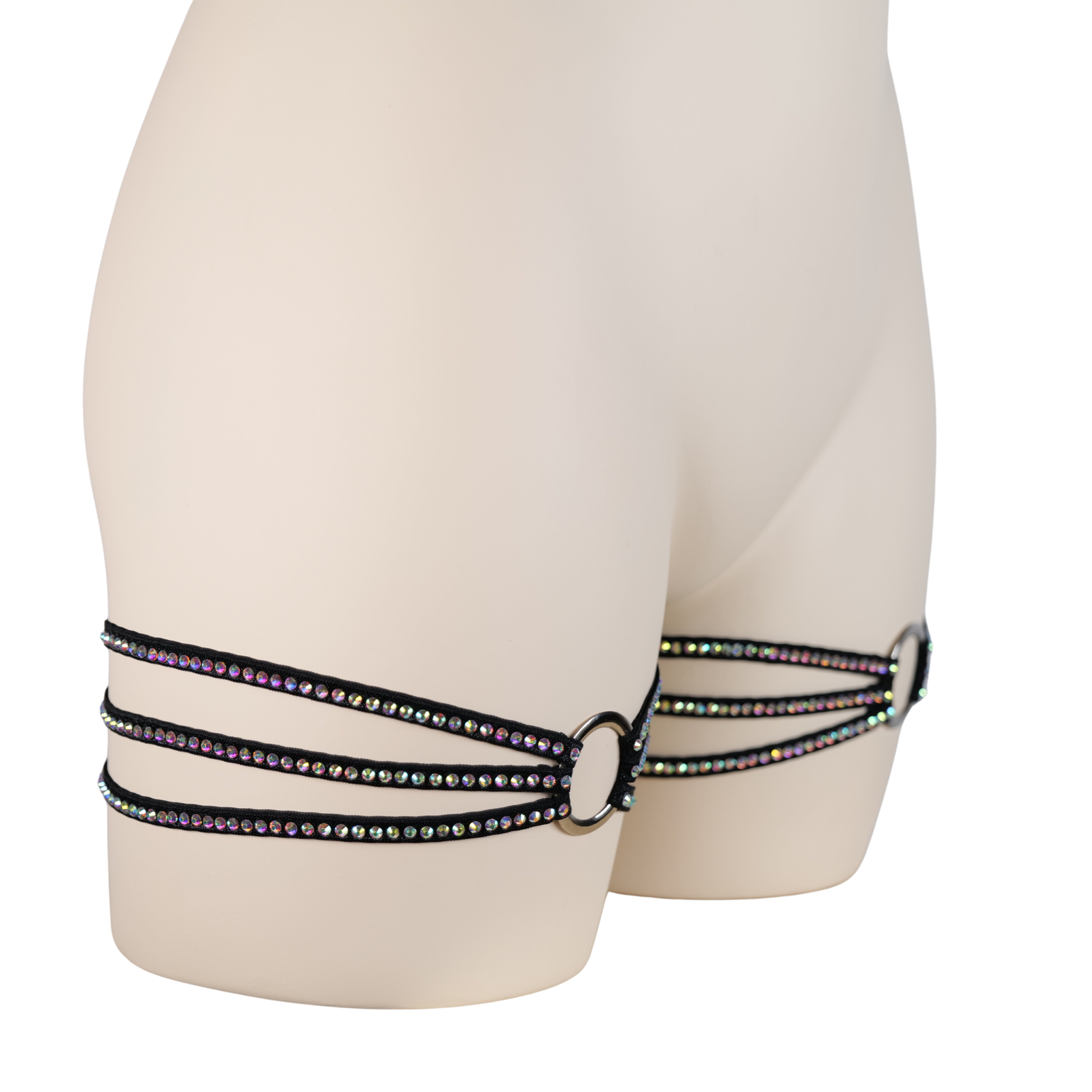 Crystal Rhinestone Leg Garter, Exotic Dancewear, Rhinestone Lingerie Leg Garter Perfect for Stripper Bikinis and Seductive Outfits