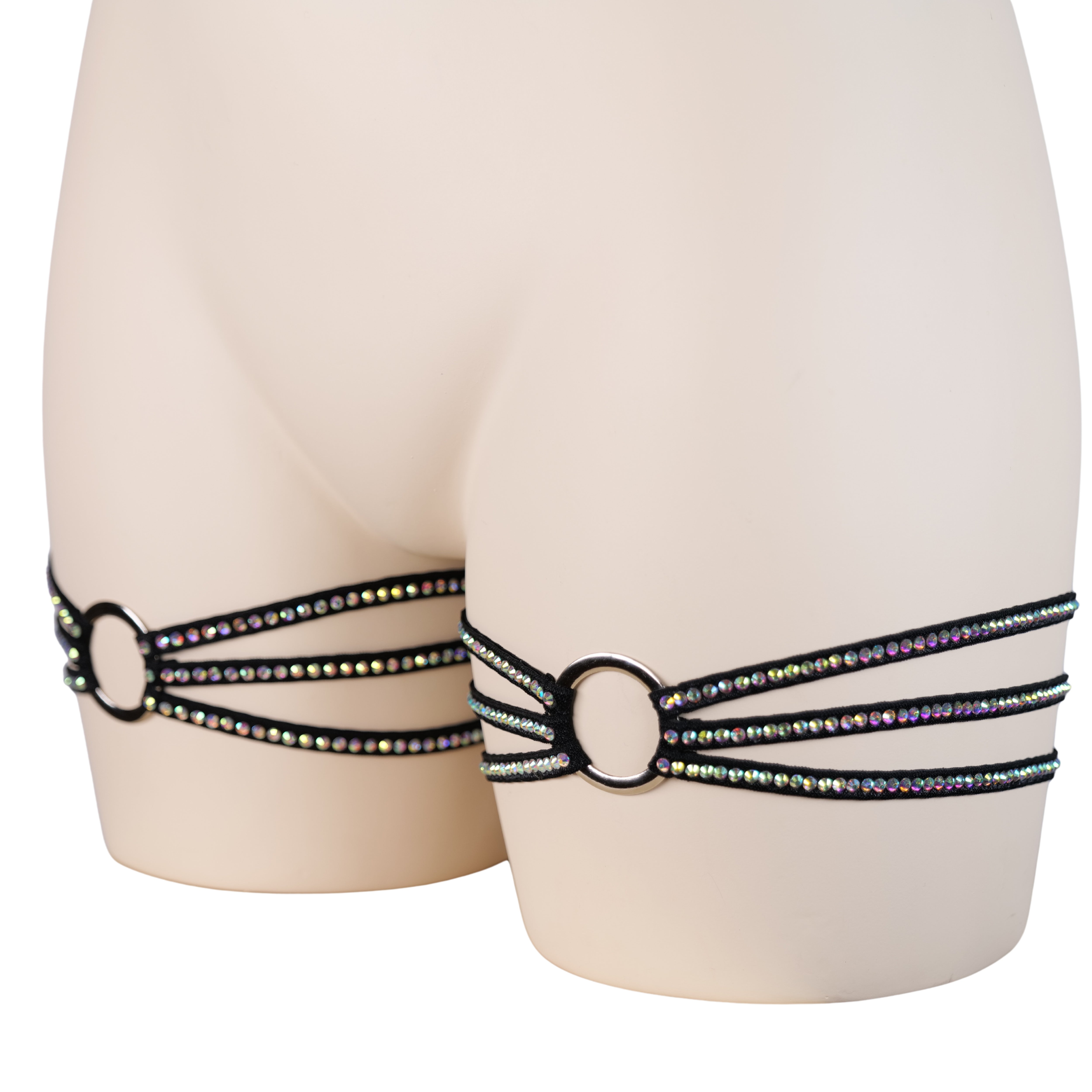 Crystal Rhinestone Leg Garter, Exotic Dancewear, Rhinestone Lingerie Leg Garter Perfect for Stripper Bikinis and Seductive Outfits