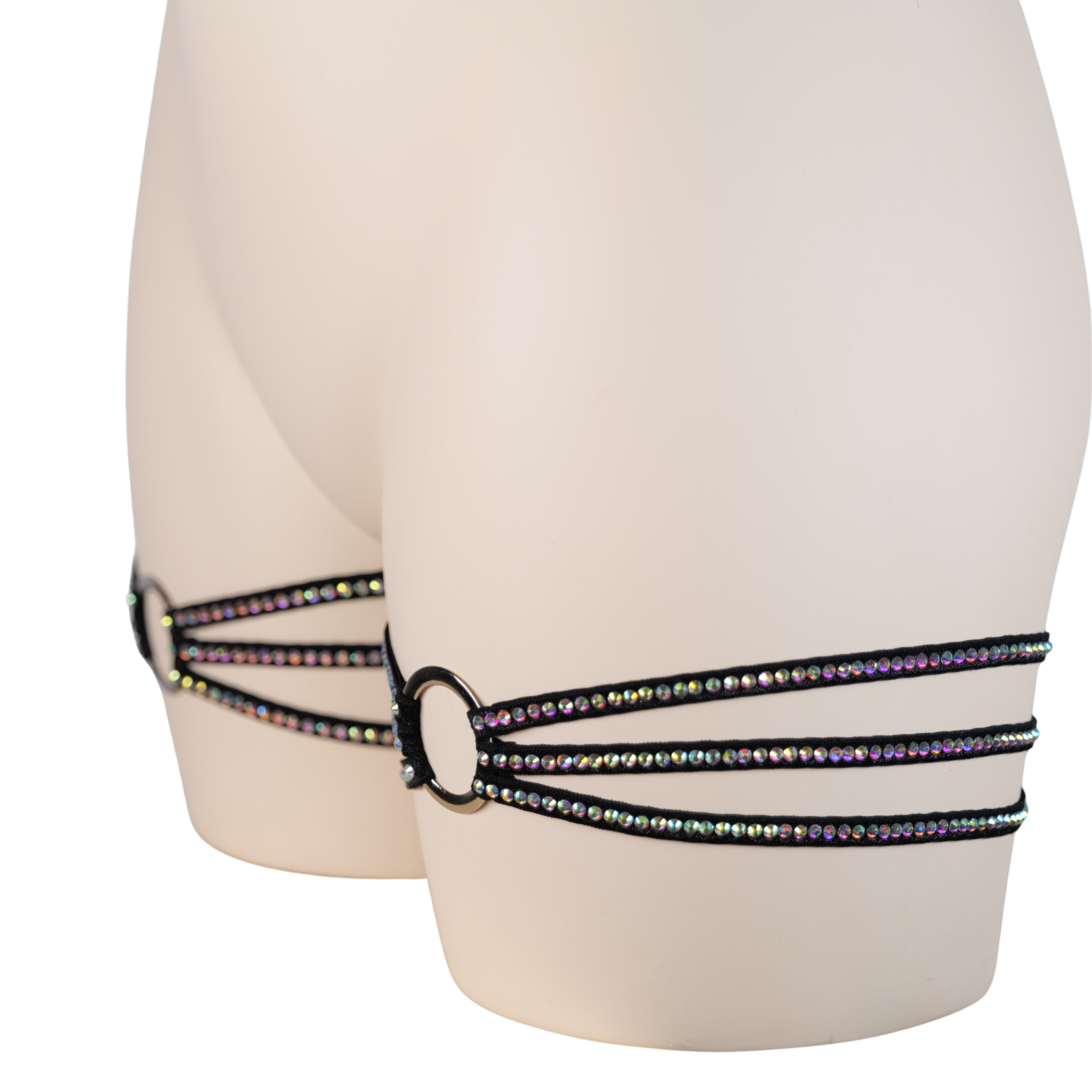 Crystal Rhinestone Leg Garter, Exotic Dancewear, Rhinestone Lingerie Leg Garter Perfect for Stripper Bikinis and Seductive Outfits