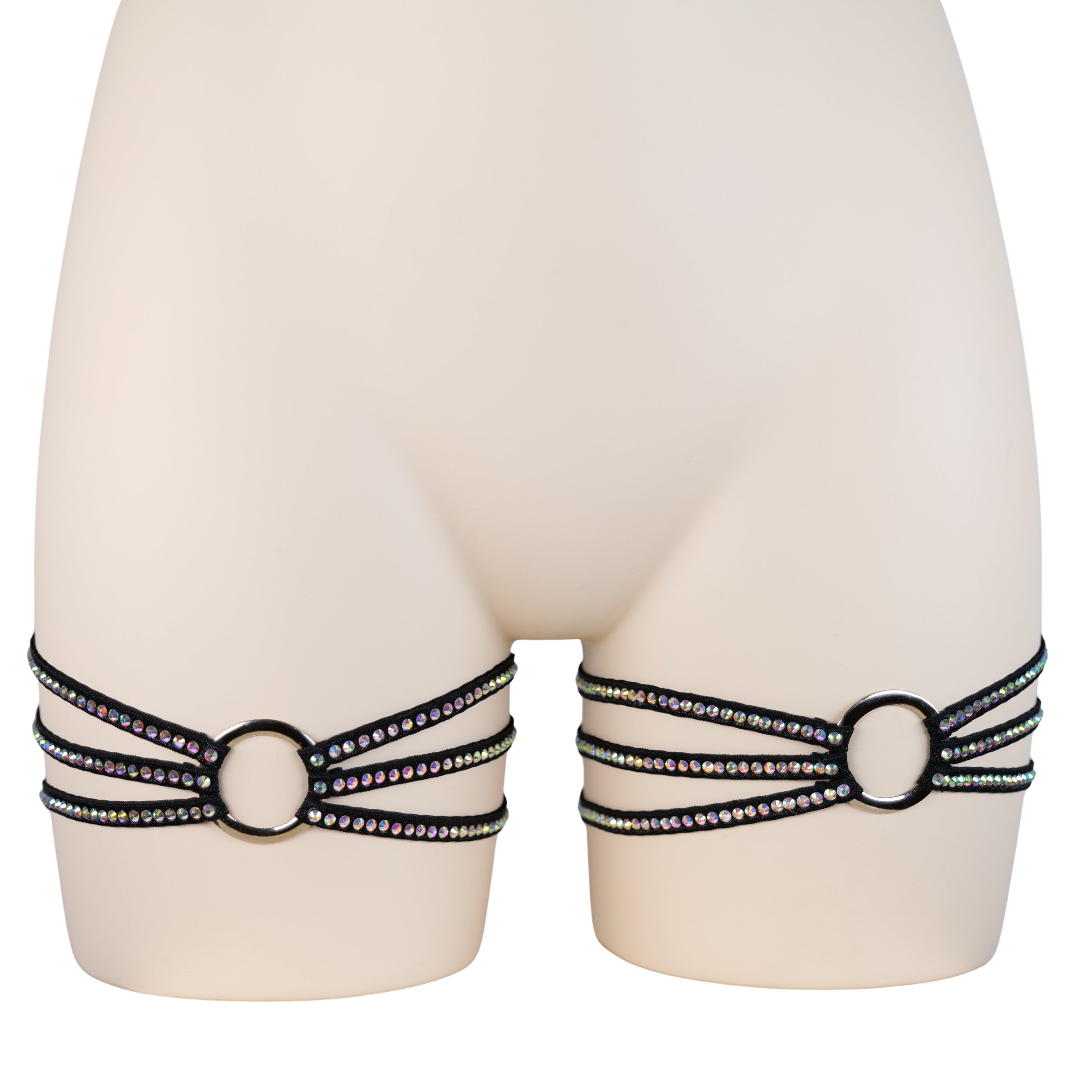 Crystal Rhinestone Leg Garter, Exotic Dancewear, Rhinestone Lingerie Leg Garter Perfect for Stripper Bikinis and Seductive Outfits