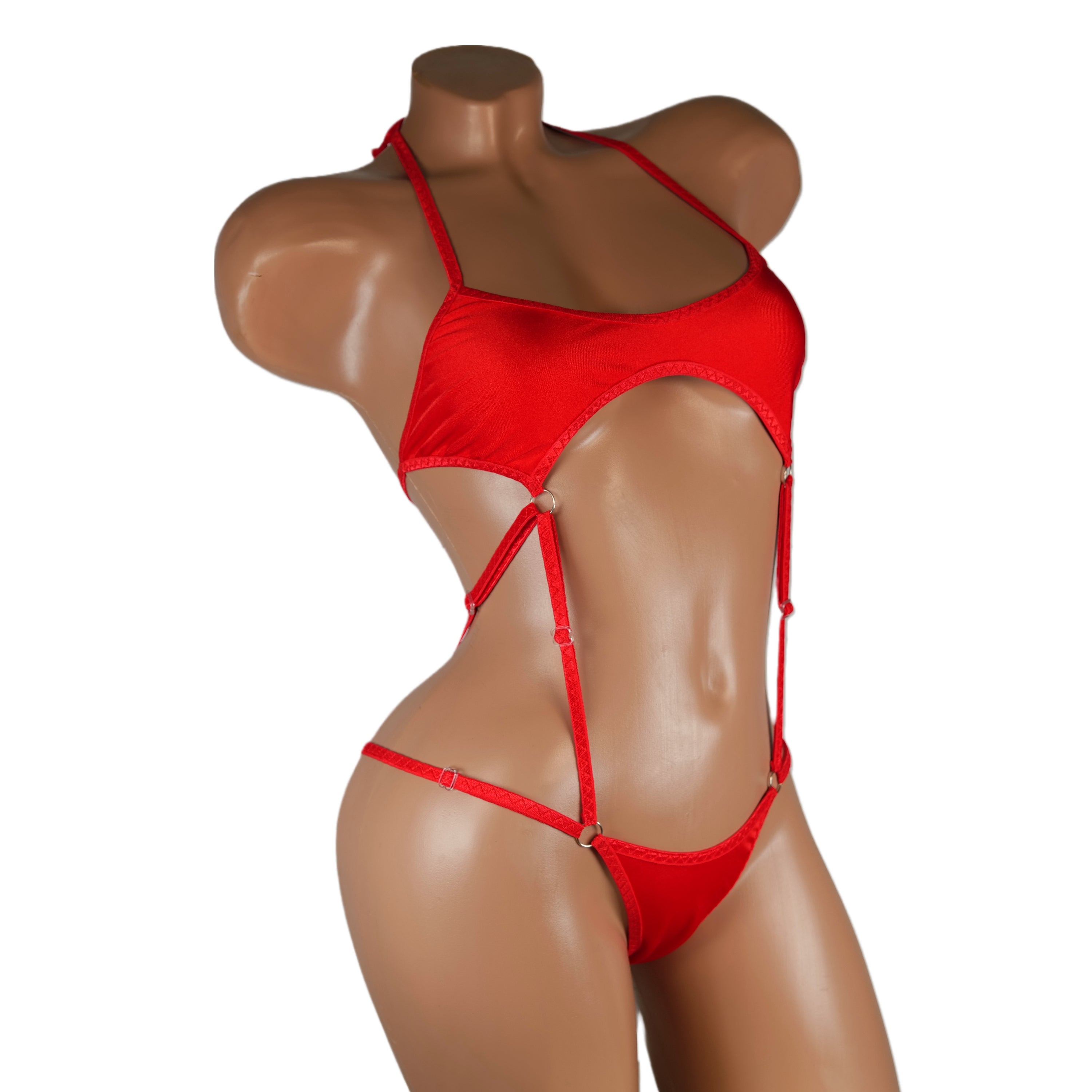 Stripper dancewear rave outfits club-attire Exotic dancewear red thong bodysuit bikini one piece bathing Beachwear bikini burlesque lingerie