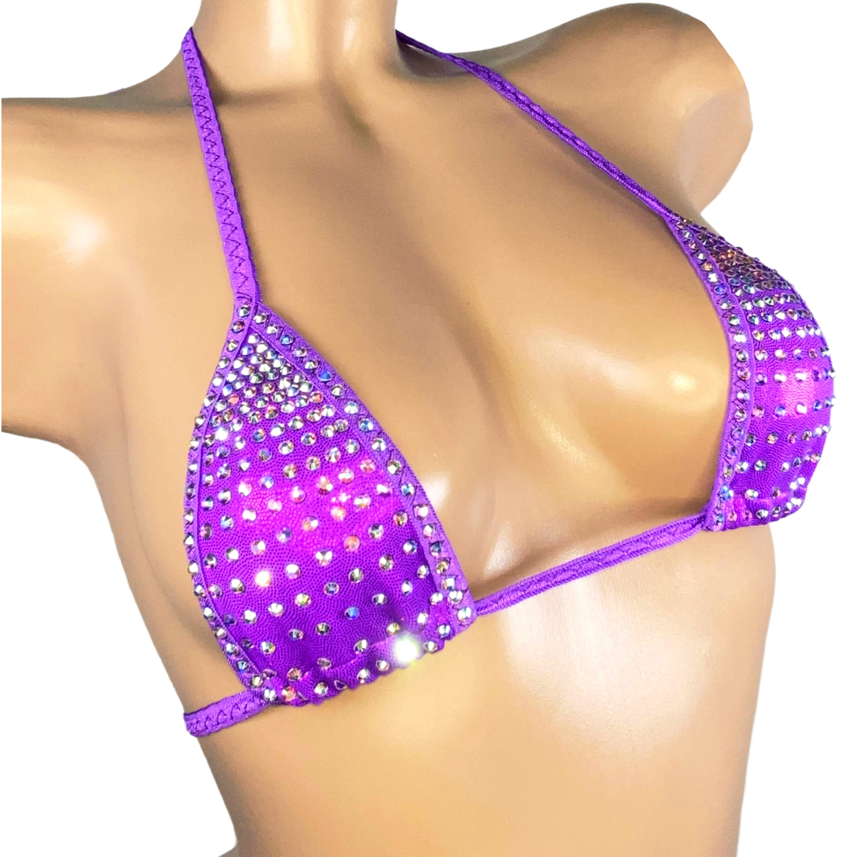 Slim top micro thong bikini rhinestone bra erotic G top crystal glitzer top bedazzled bra ladies underwear cupless bra holographic bikini
